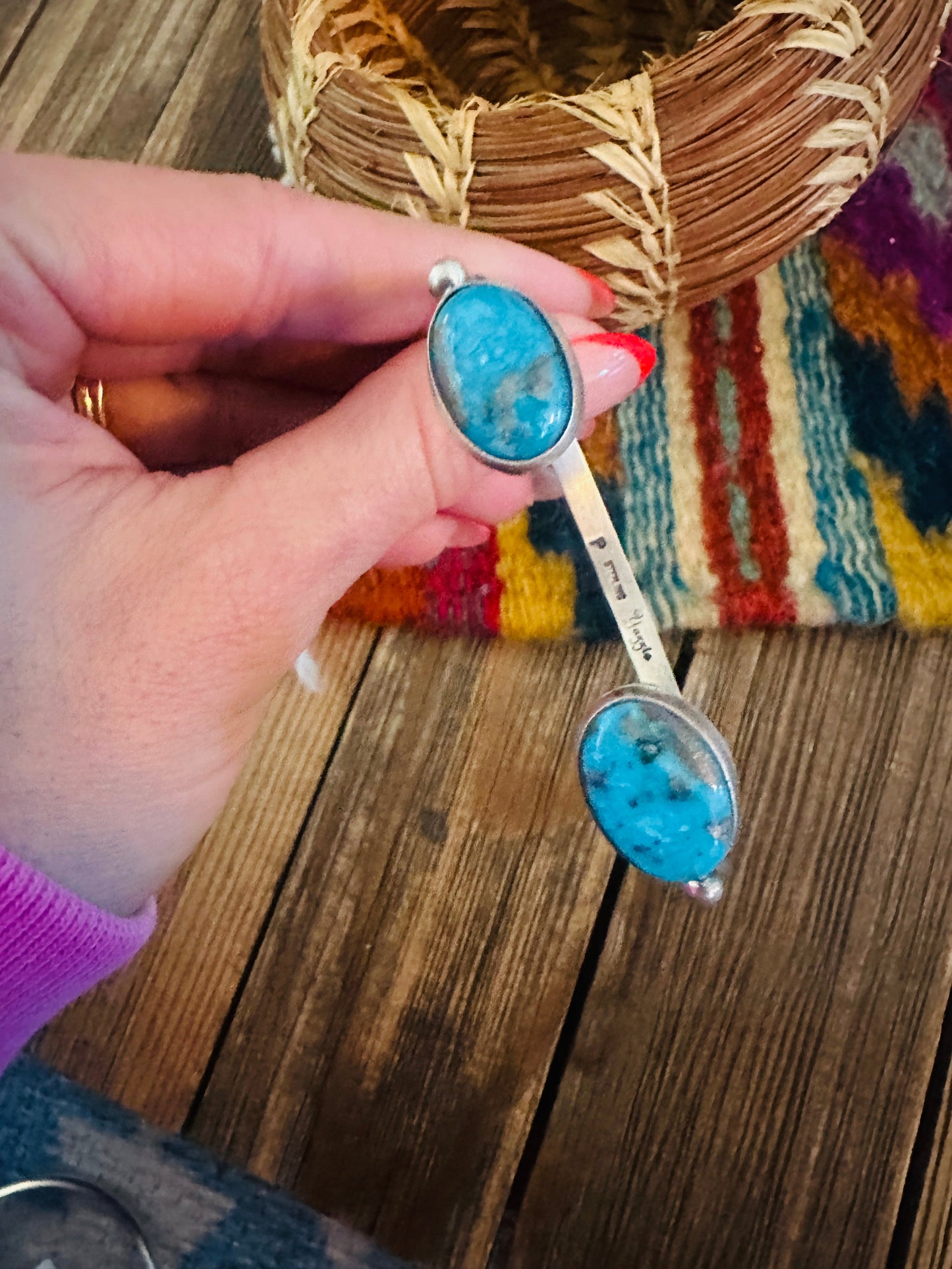 Handcrafted Turquoise & Sterling Silver Floating Cuff Bracelet