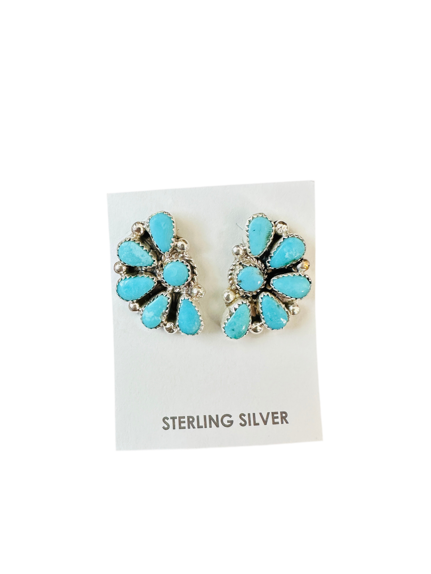 Handcrafted Sterling Silver & Turquoise Cluster Post Earrings