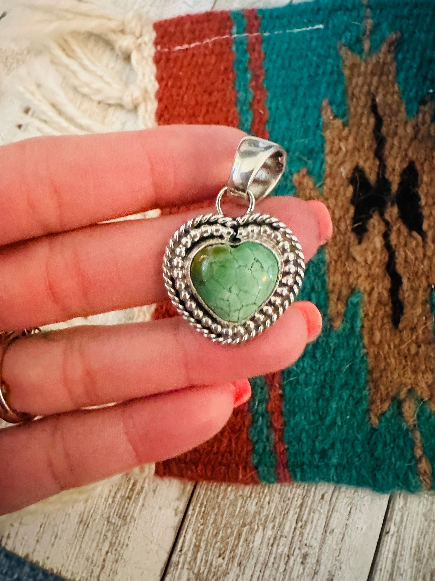 Handcrafted Turquoise & Sterling Silver Heart Pendant