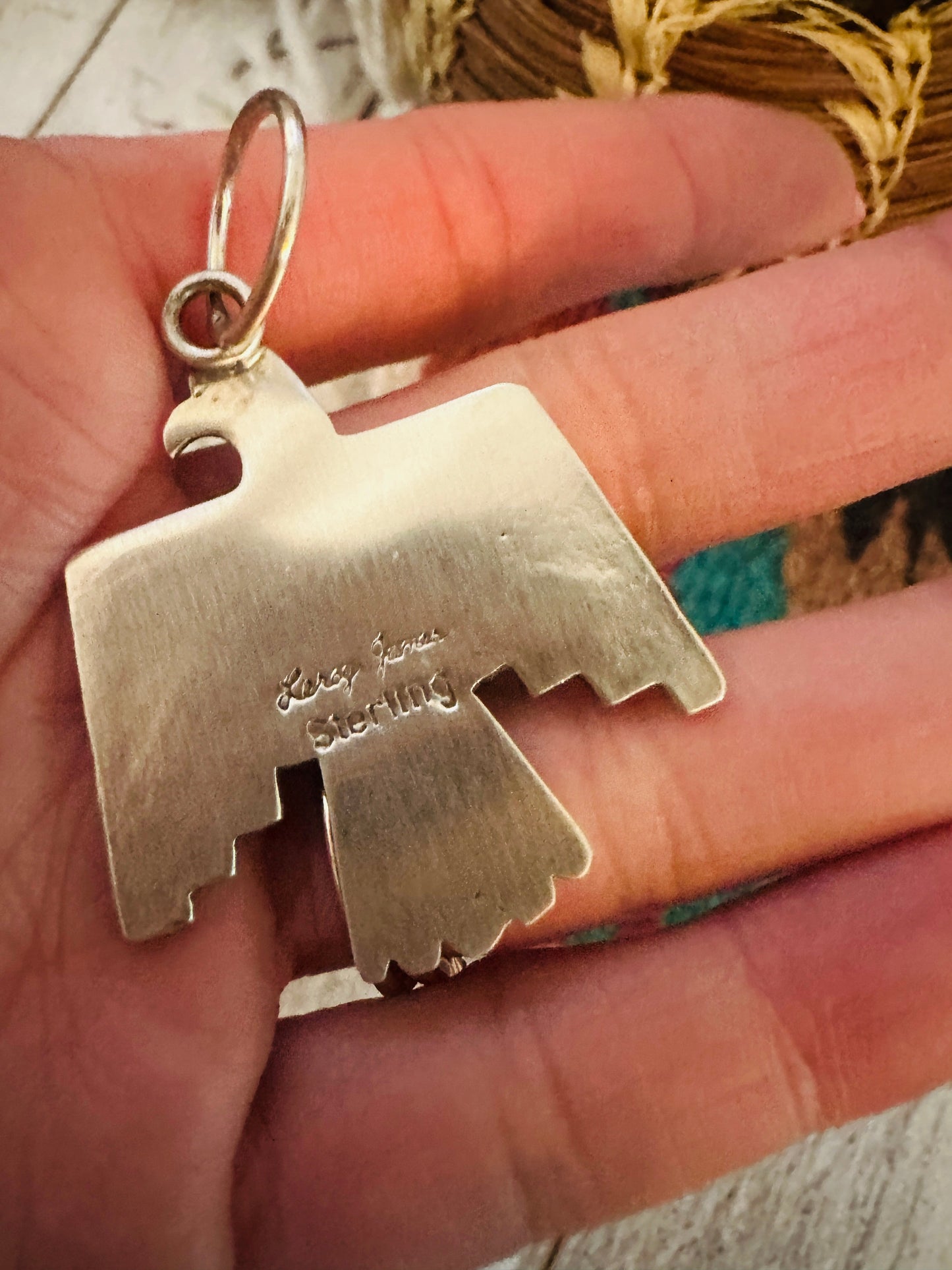 Handcrafted Sterling Silver & Queen Pink Conch Thunderbird Pendant