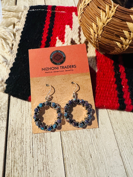 Handmade Purple Mojave & Sterling Silver Dangle Earrings Signed Nizhoni