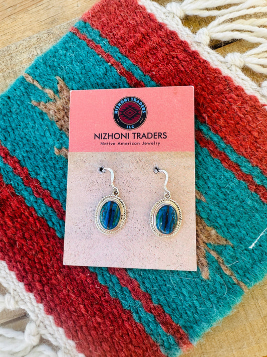 Handcrafted Rainbow Calsilica & Sterling Silver Oval Dangle Earrings