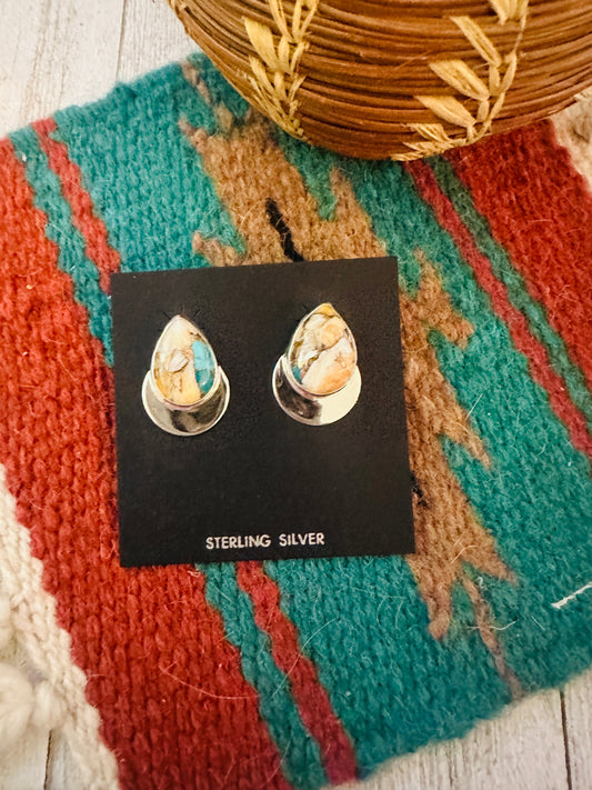Handcrafted Spice & Sterling Silver Post Earrings