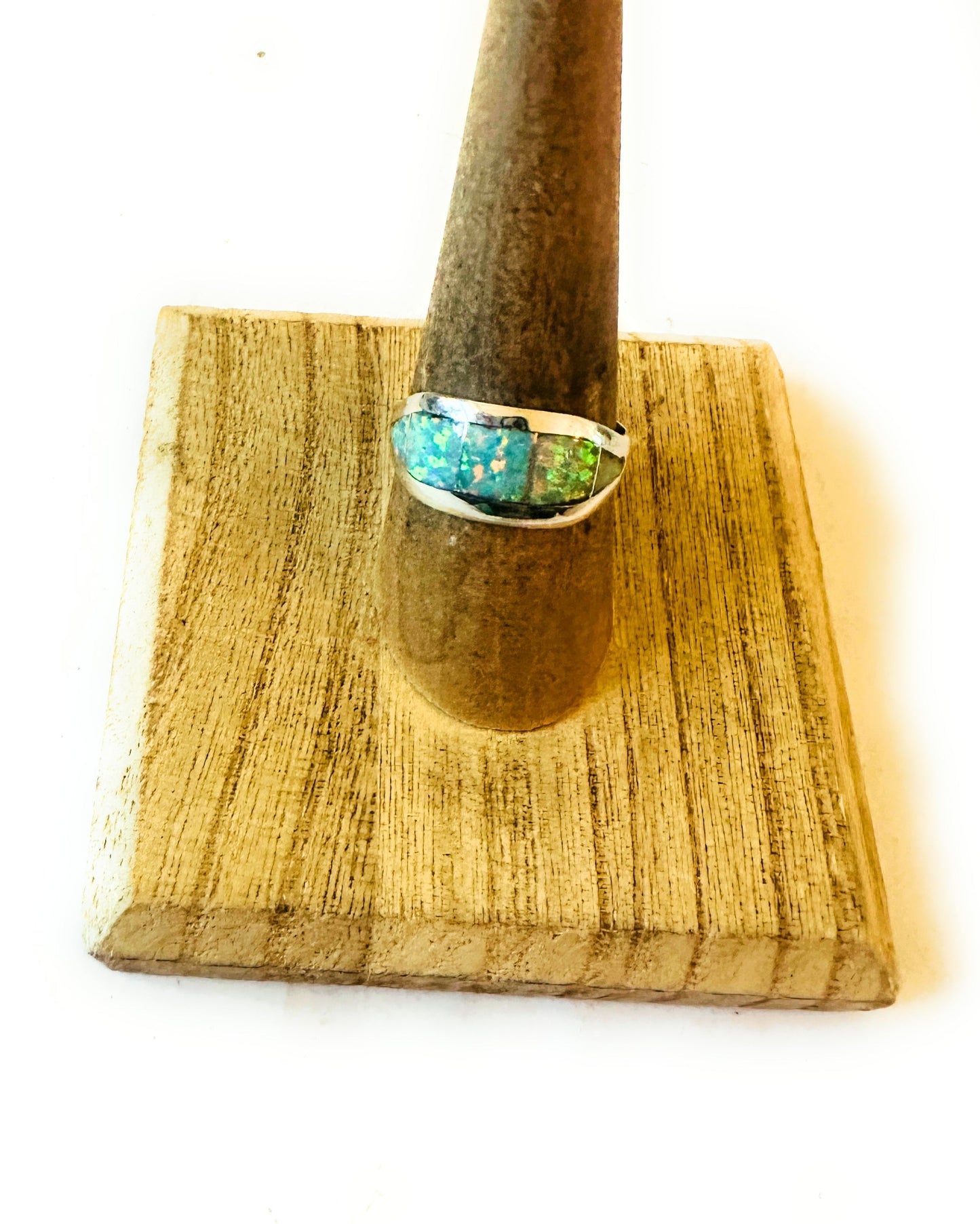 Handcrafted Sterling Silver & Opal Inlay Band Ring
