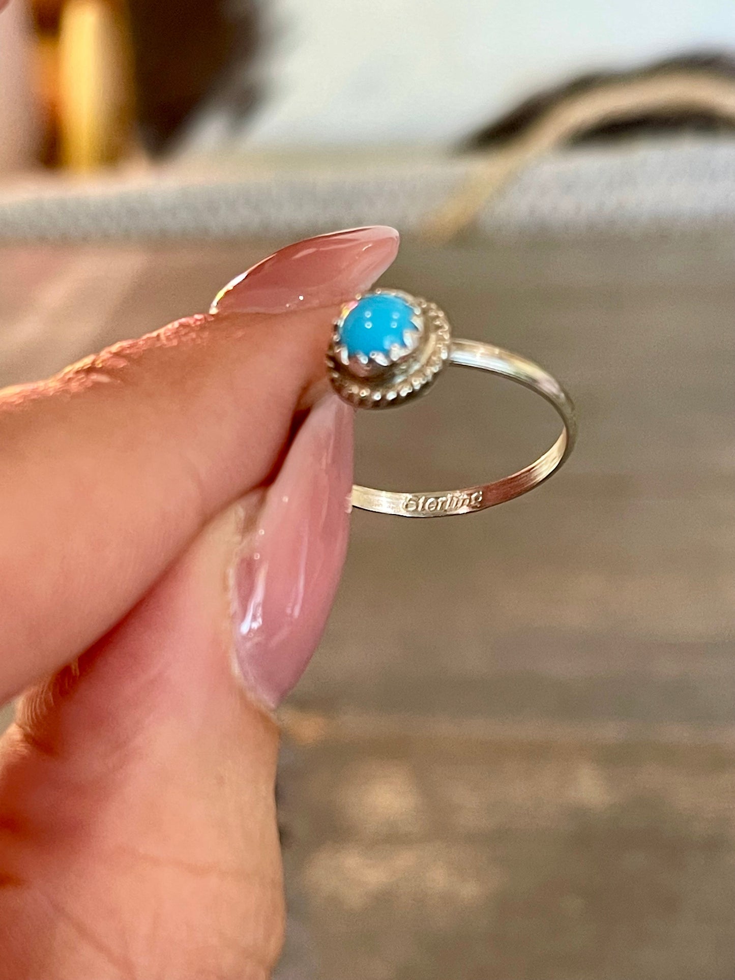 Handmade Turquoise & Sterling Silver Dot Ring