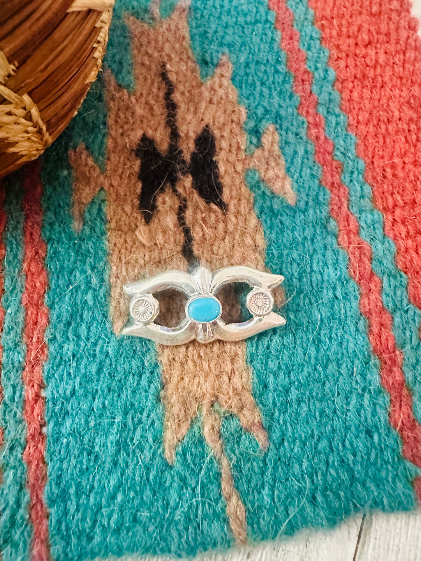 Handcrafted Turquoise & Sterling Silver Brooch