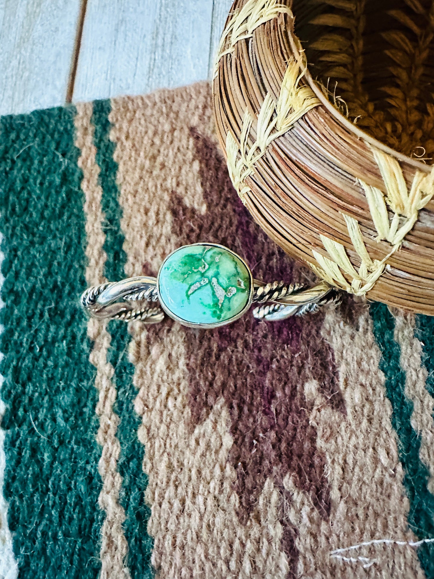 Handcrafted Carico Lake Turquoise & Sterling Silver Cuff Bracelet