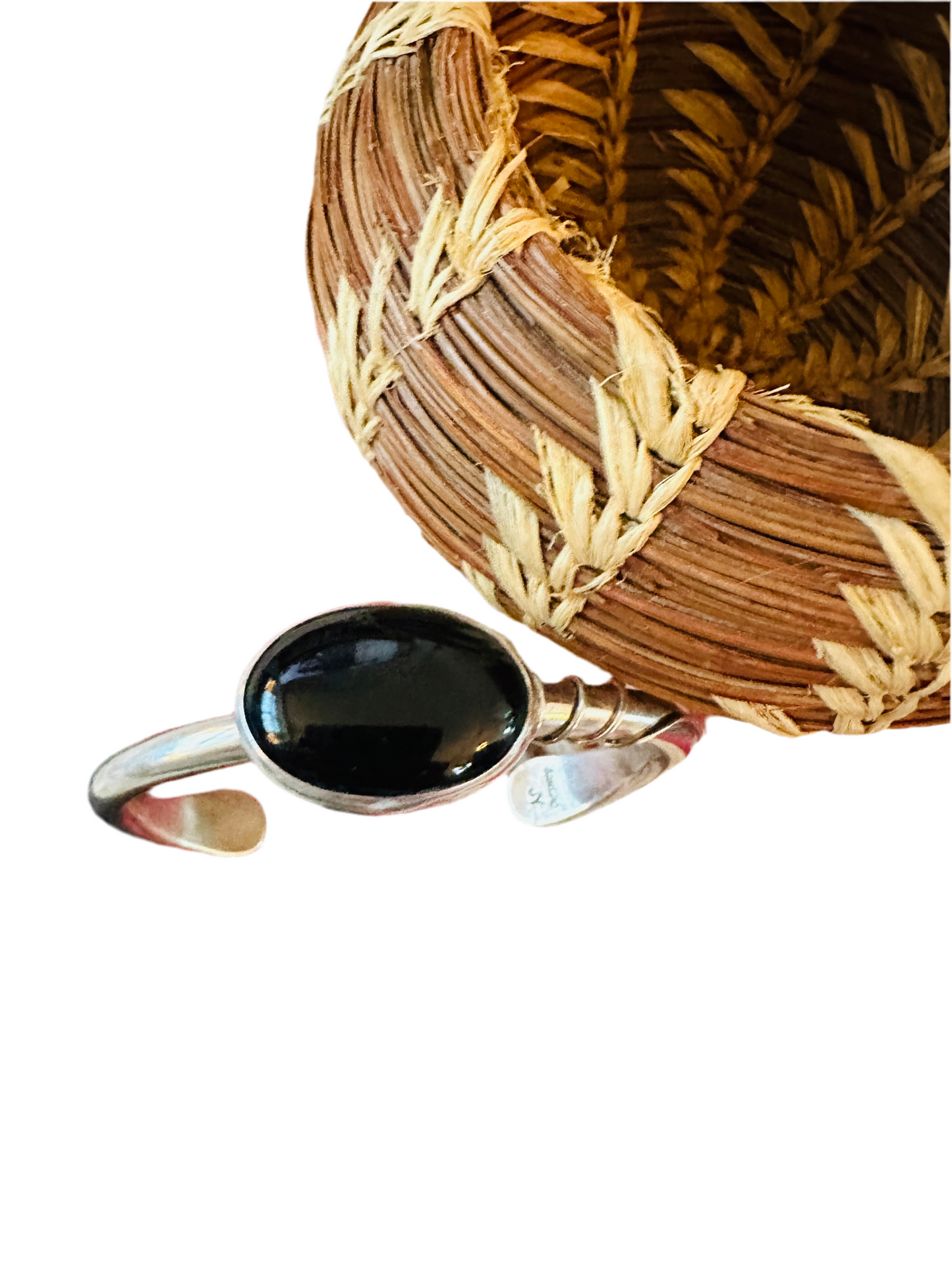 Handcrafted Sterling Silver & Black Onyx Cuff Bracelet