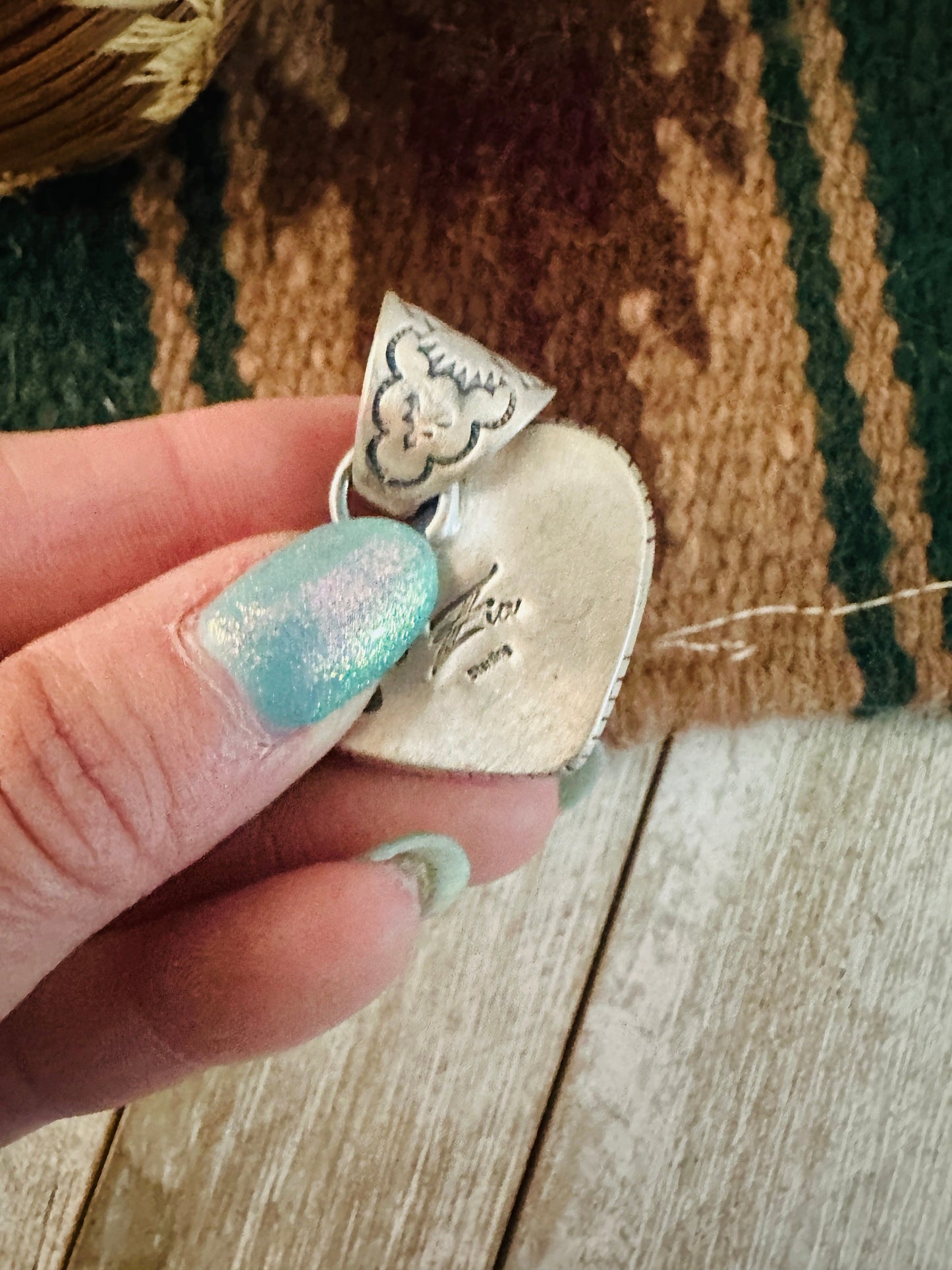 Handmade Turquoise & Sterling Silver Heart Pendant