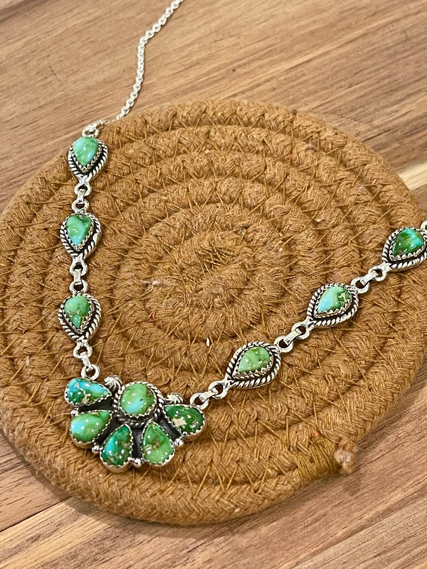 Handcrafted Sterling Silver & Sonoran Mountain Turquoise Cluster Necklace