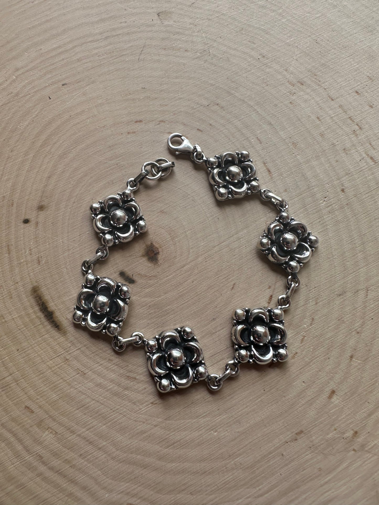 Handmade Sterling Silver Ball Square Bracelet