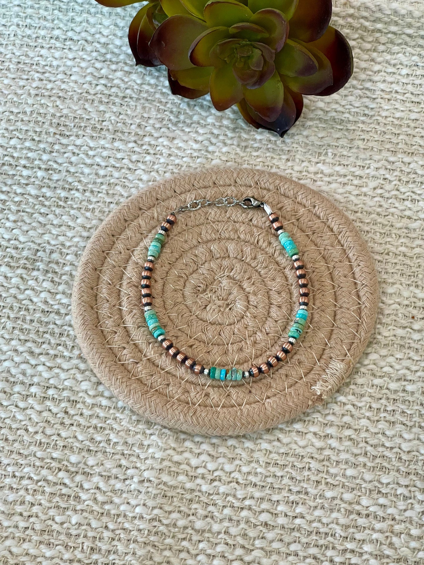 Handmade Copper & Turquoise Beaded Bracelet