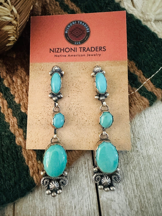 Handcrafted Sterling Silver & Turquoise Dangle Earrings