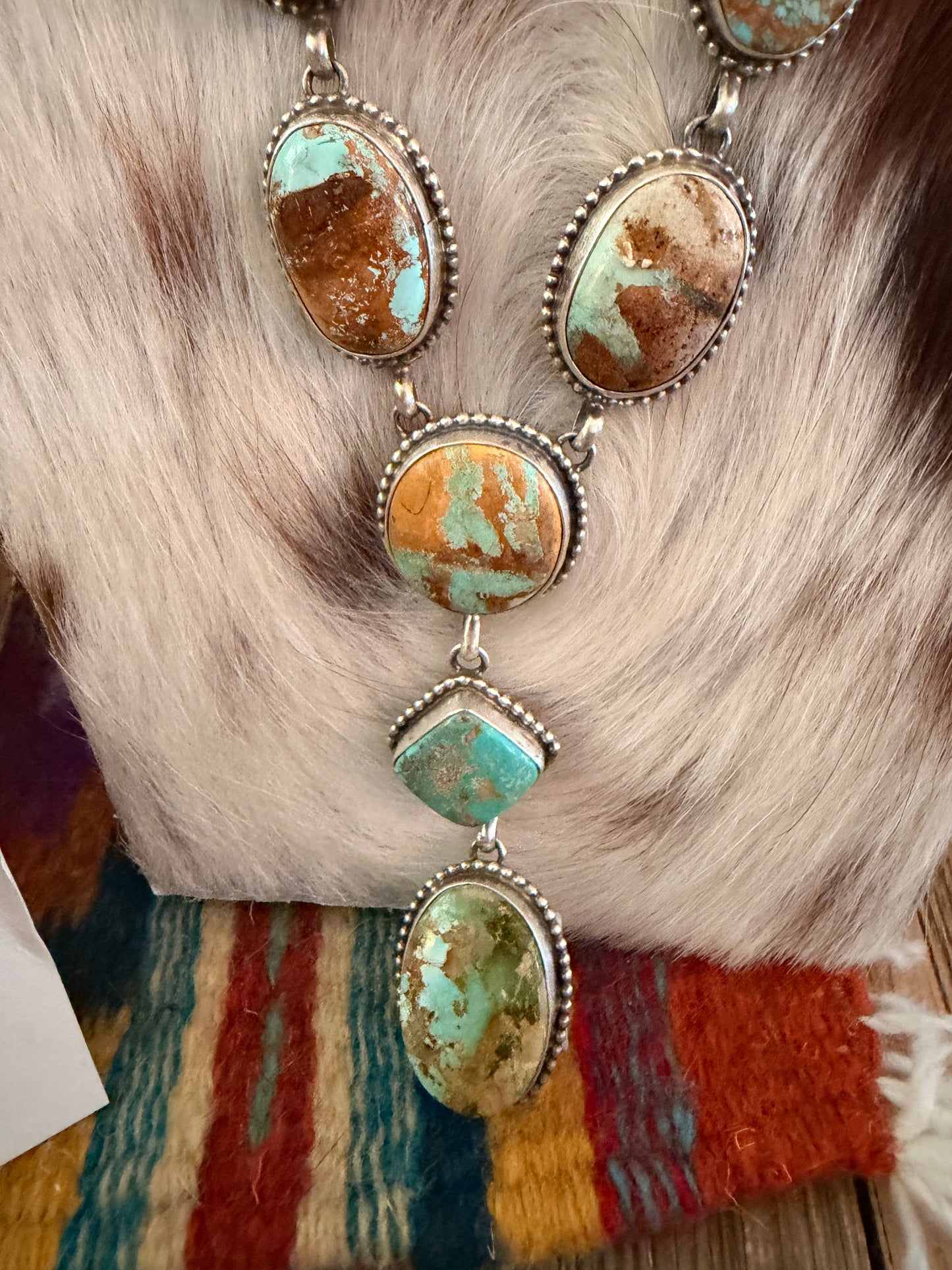 Handcrafted Royston Turquoise & Sterling Silver Necklace and Earring Set by Darrin Livingston