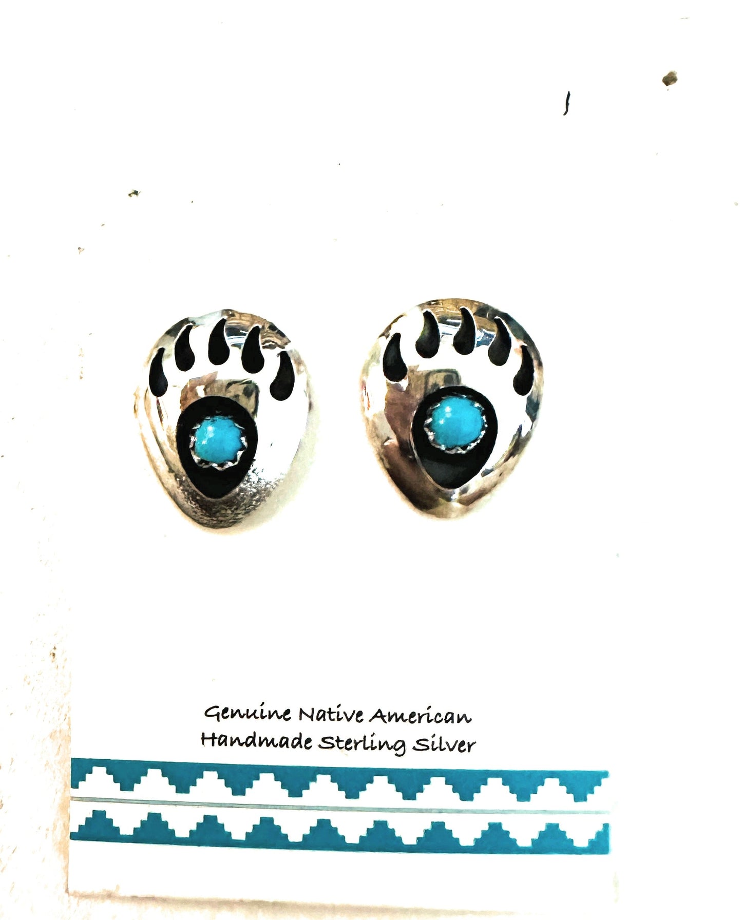 Handcrafted Sterling Silver And Turquoise Bear Paw Post Earrings