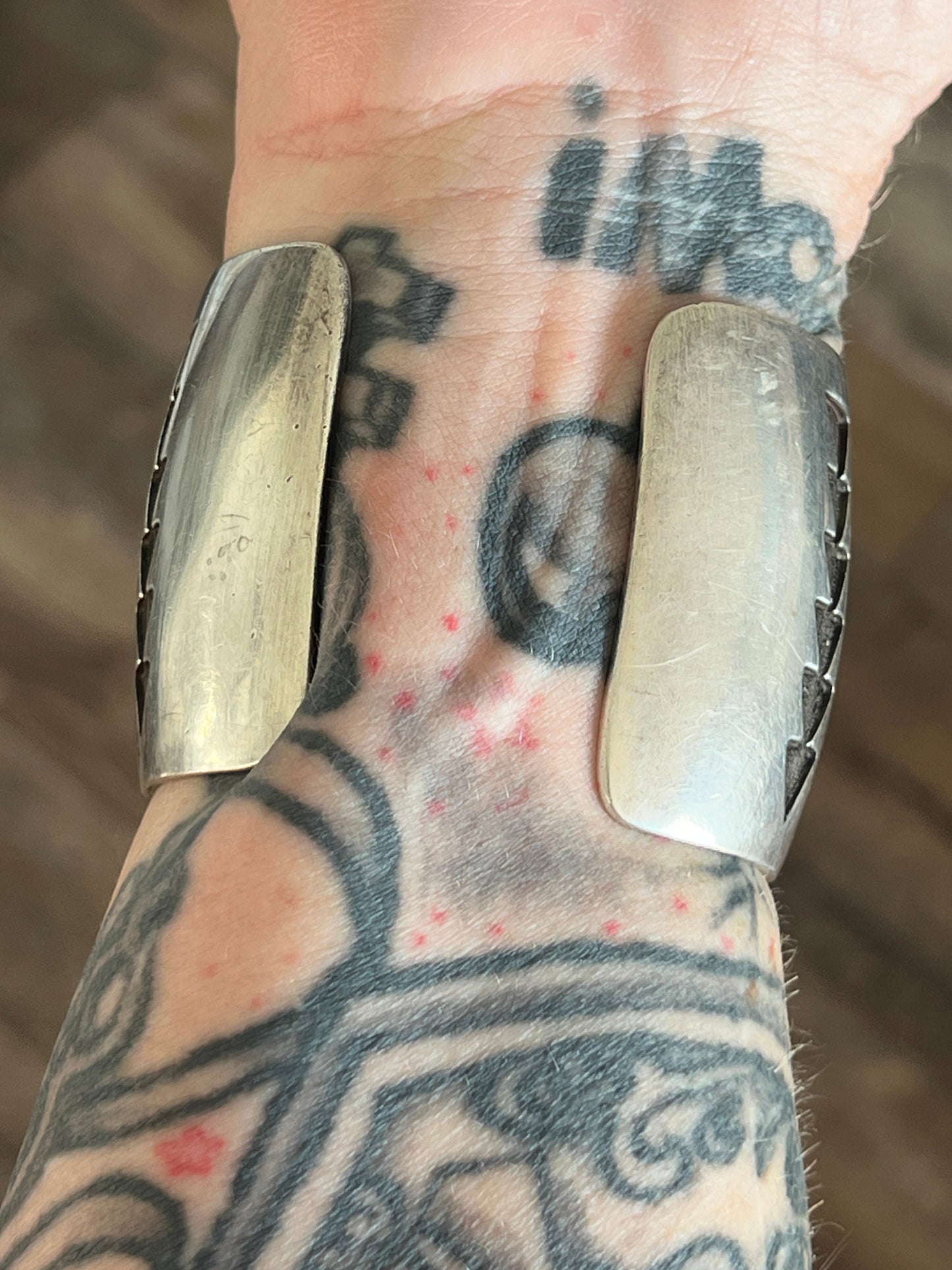 Handcrafted Vintage Sterling Silver Petroglyph Cuff