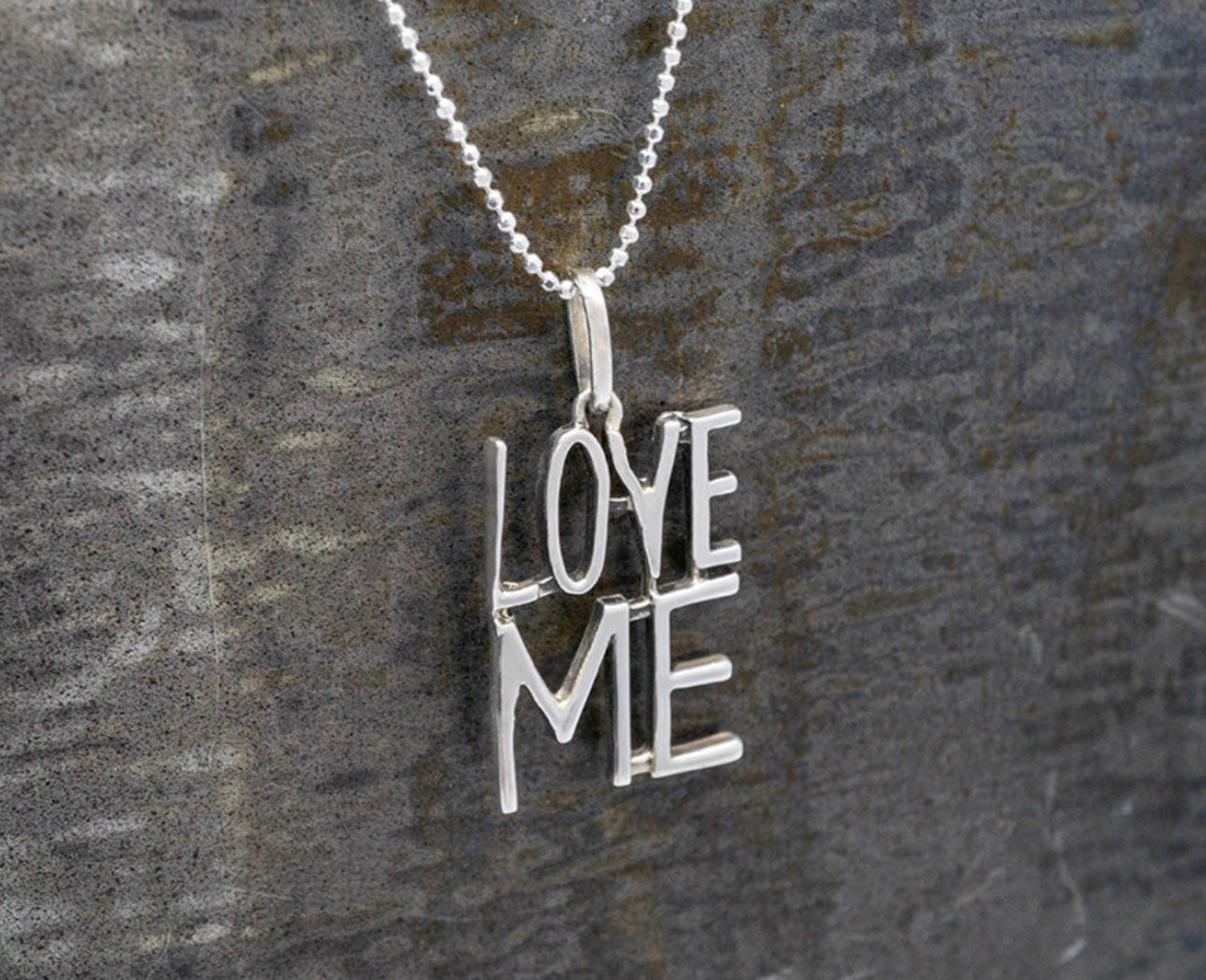 Love Me Pendant Sterling Silver Necklace