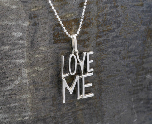 Love Me Pendant Sterling Silver Necklace