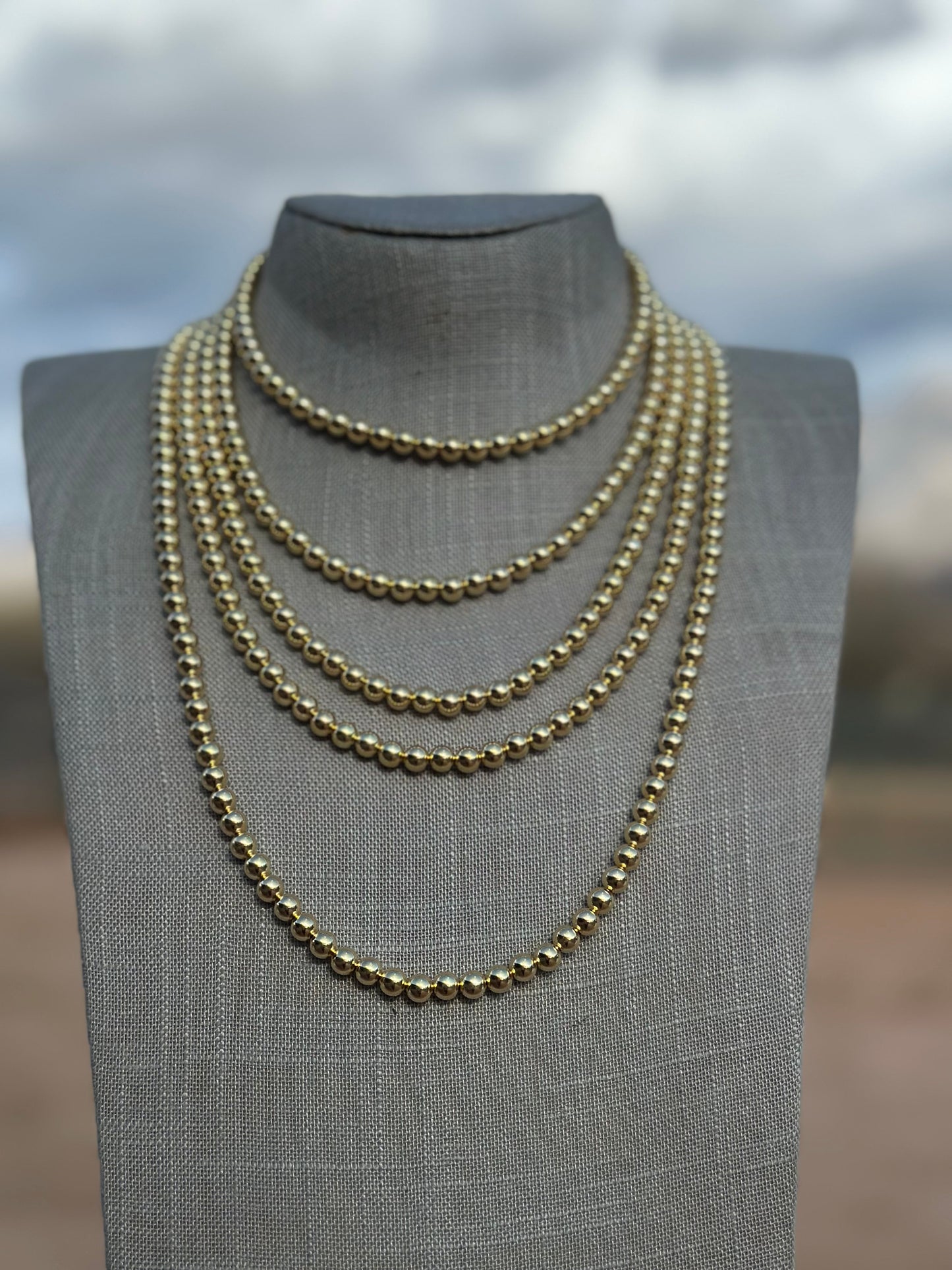 Handcrafted 14kt Gold Overlay & Sterling Silver Beaded 6mm Necklace