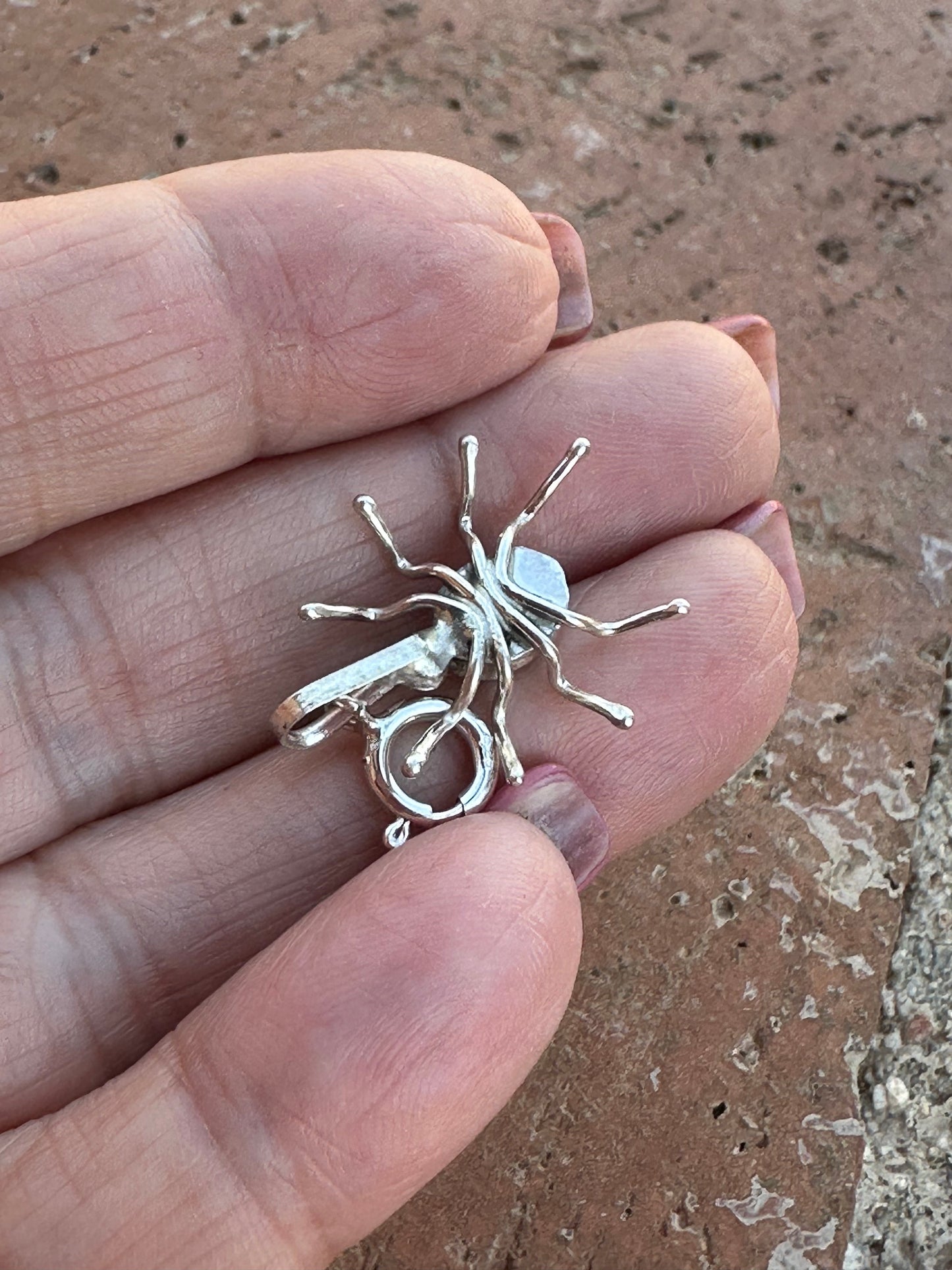 Crafted Sterling Silver and Onyx Spider Charm