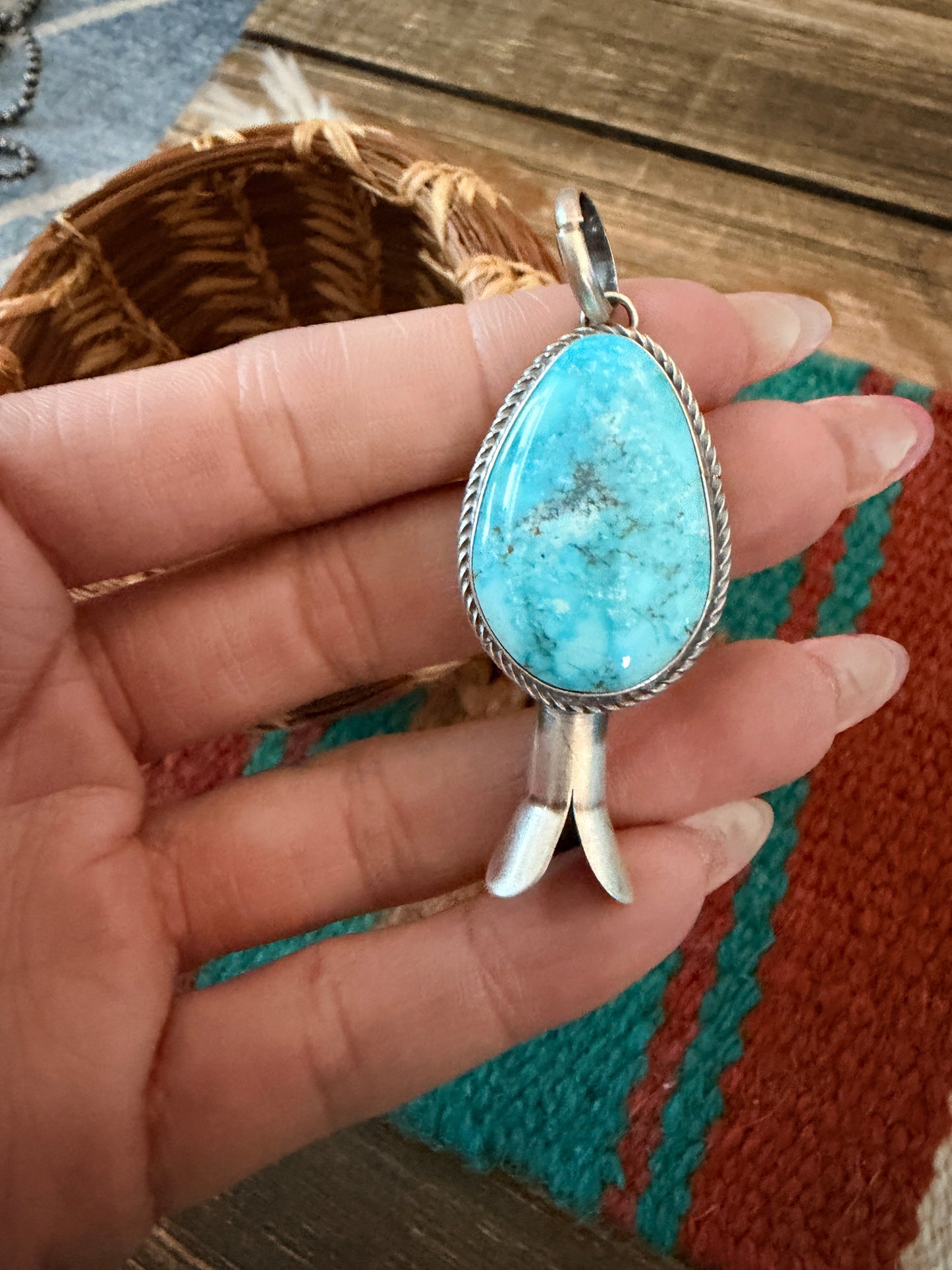 Handcrafted Sterling Silver & Turquoise Blossom Pendant