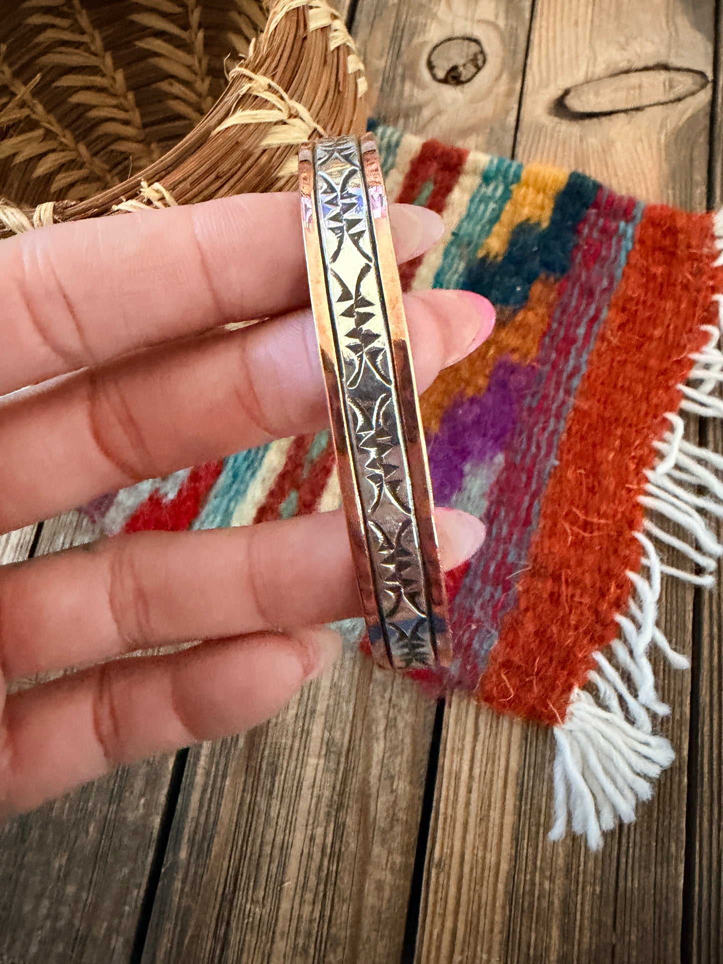 Handcrafted Copper & Sterling Silver Cuff Bracelet