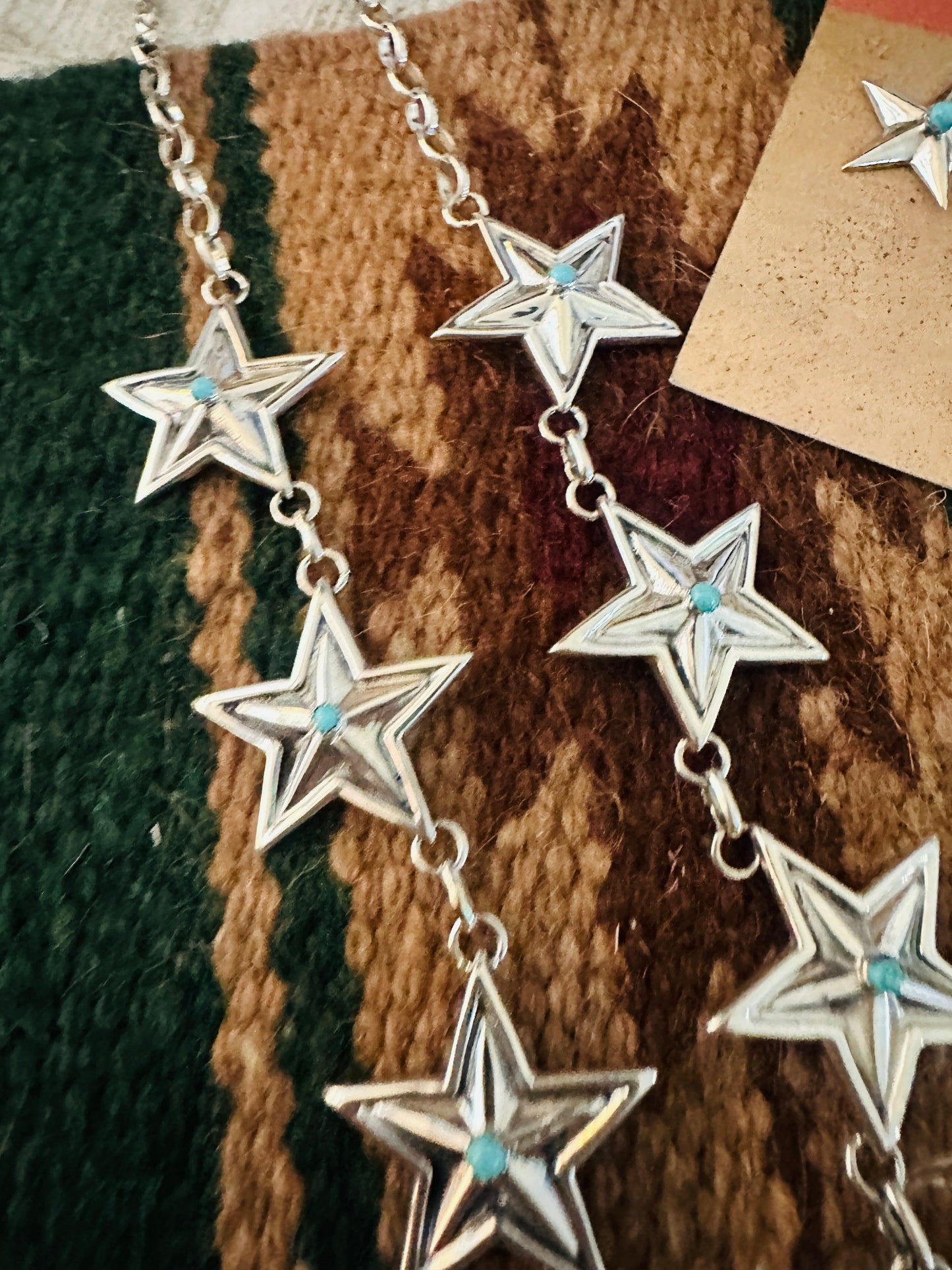 Handcrafted Turquoise & Sterling Silver Star Necklace Set