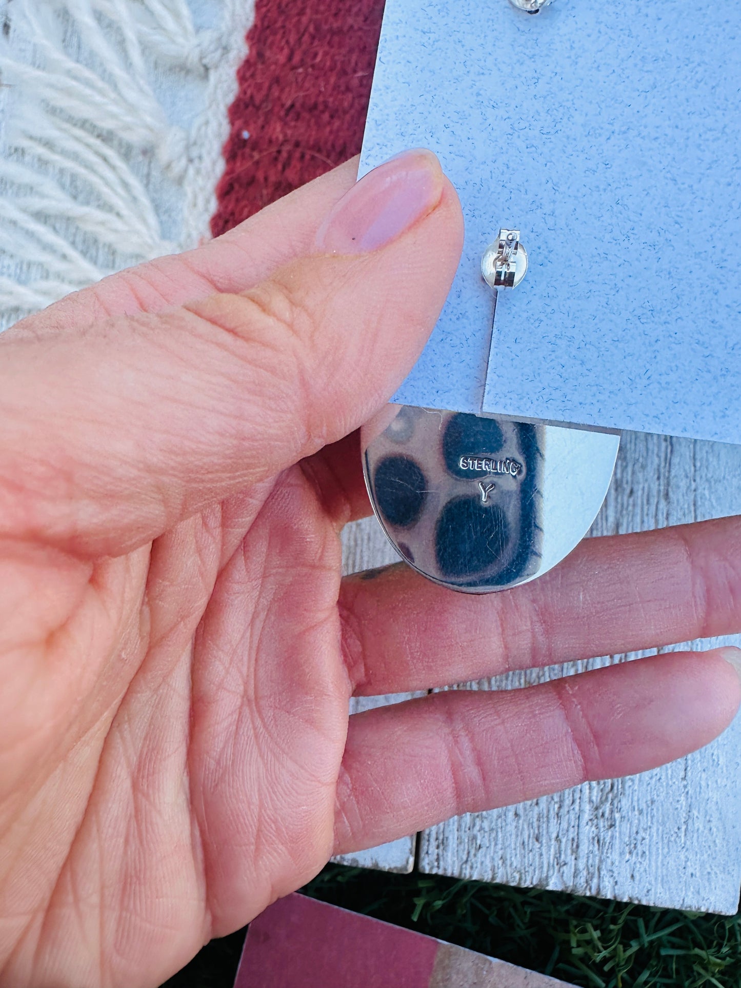 Handcrafted Hand Stamped Sterling Silver Post Earrings