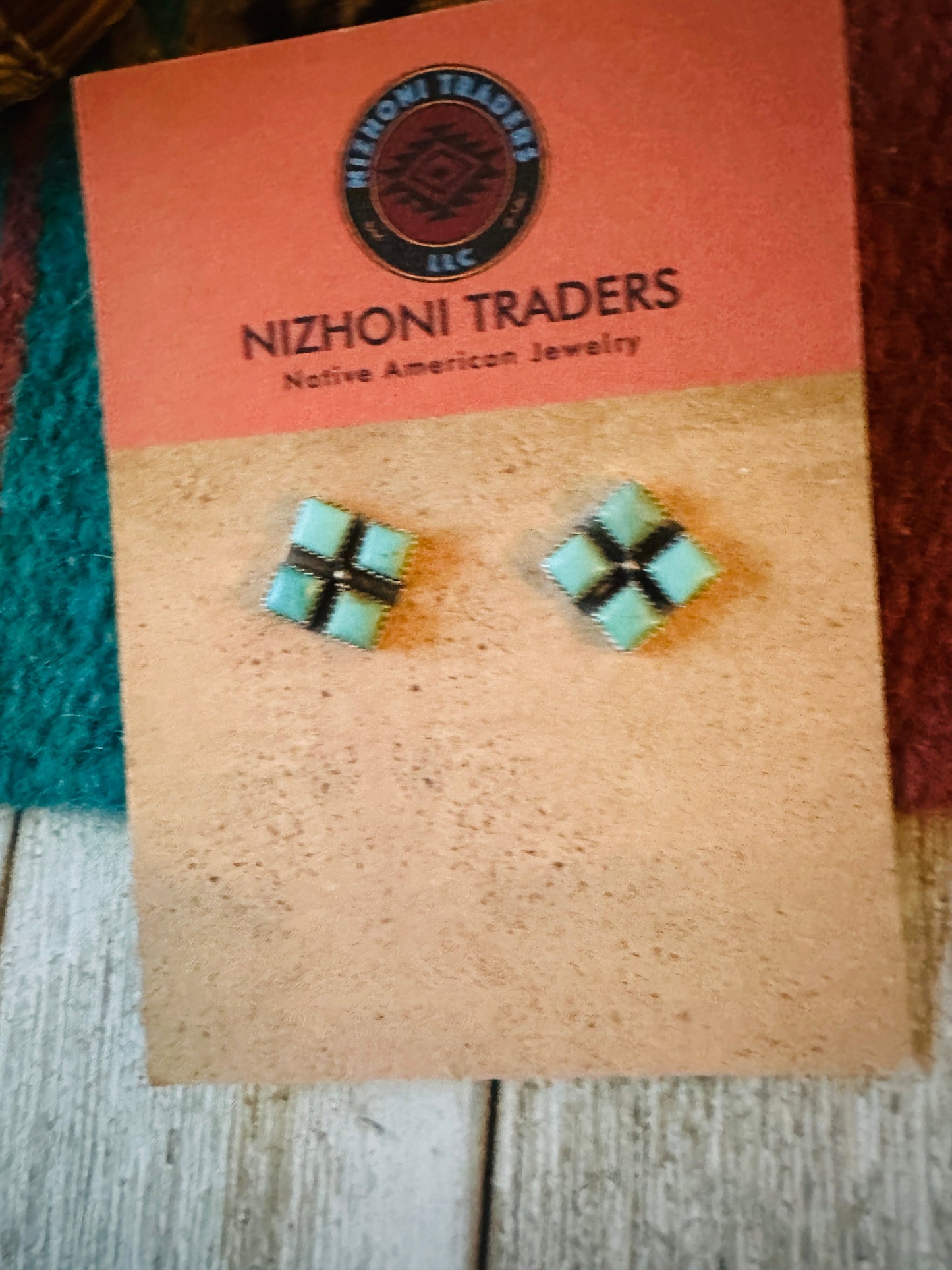 Handcrafted Sterling Silver & Turquoise Cluster Stud Earrings