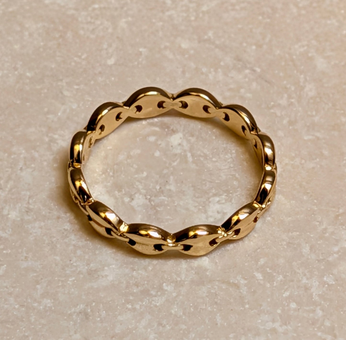14k Gold Sterling Silver Anchor Chain Ring Size 7
