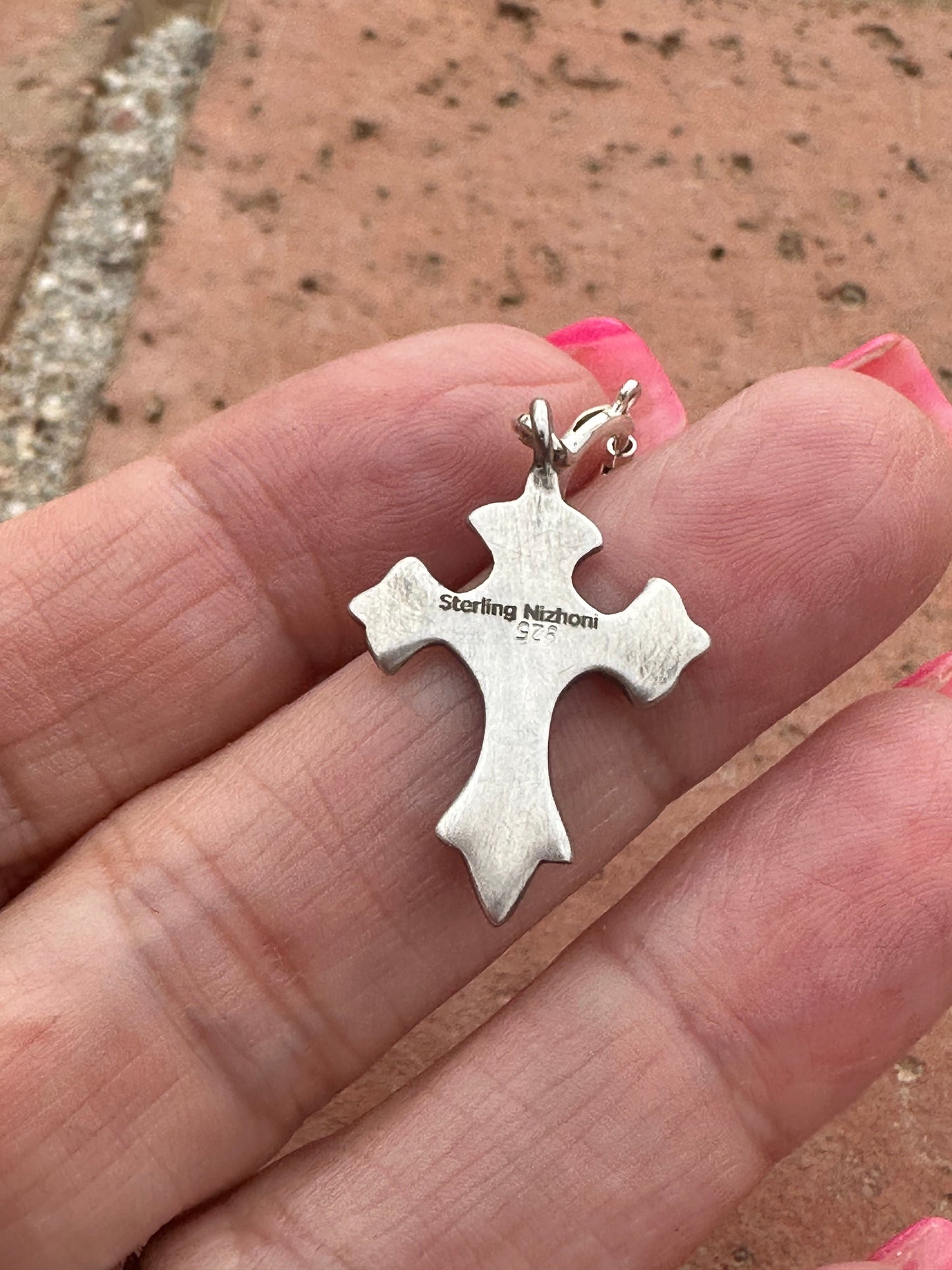 Sterling Silver Handmade Stamped Cross Charm