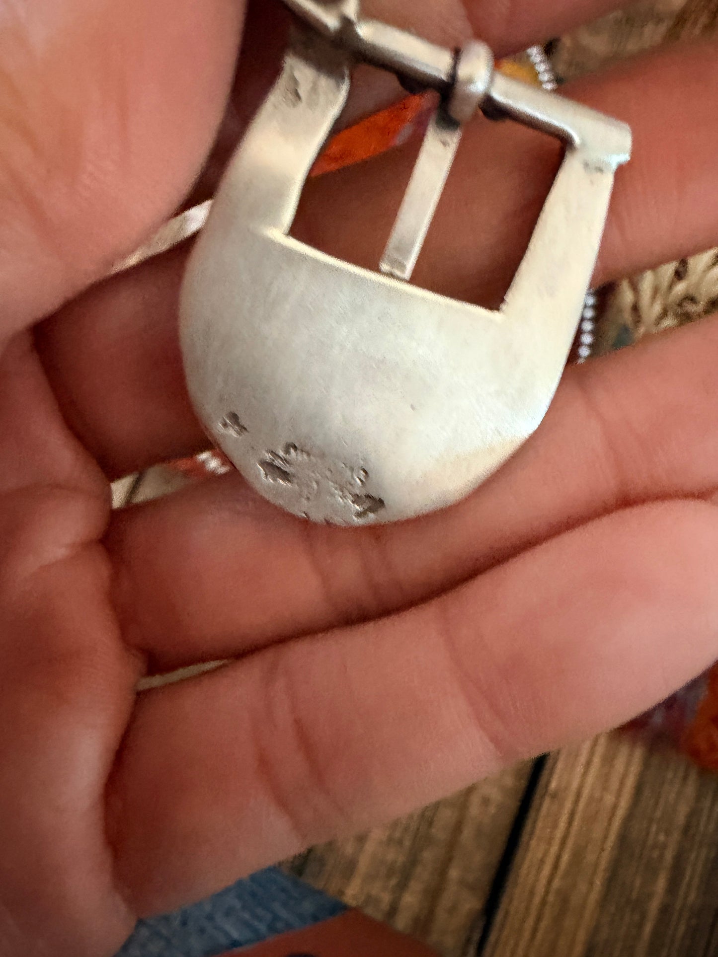 Handcrafted Sterling Silver & Turquoise Belt Buckle Pendant by Leroy James