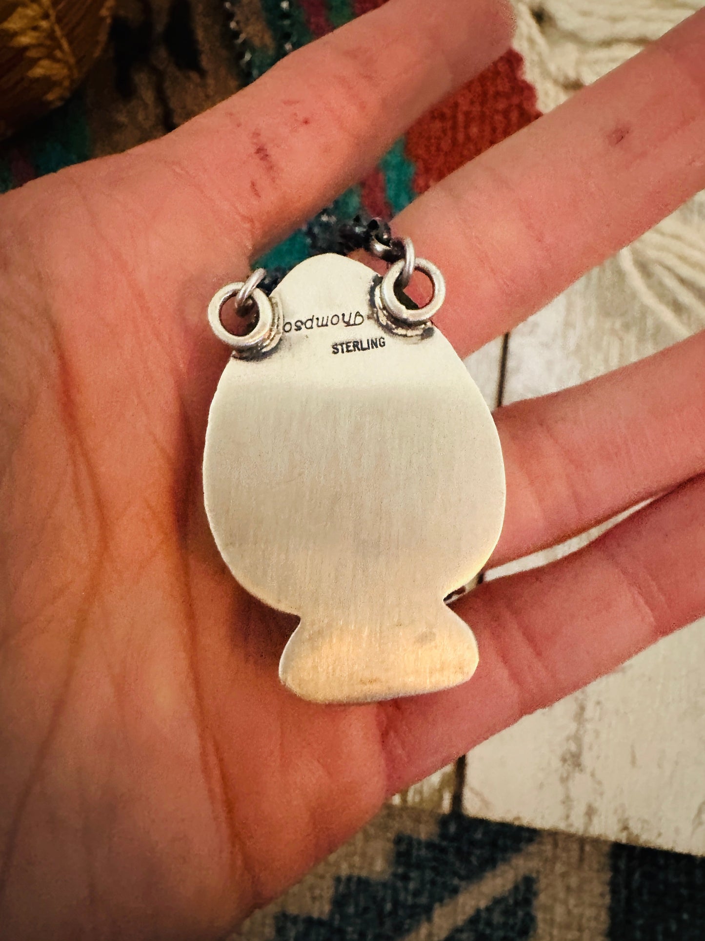 Handcrafted Sterling Silver & Multi Stone Inlay Spade Necklace