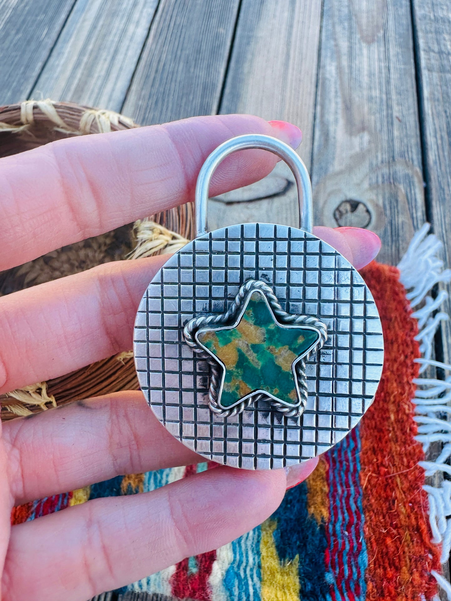 Handcrafted Turquoise & Sterling Silver Locket Style Pendant by Charles Johnson