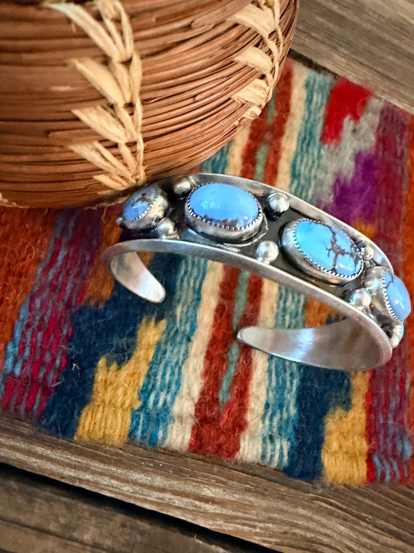 Handcrafted Golden Hills Turquoise & Sterling Silver Cuff Bracelet by Paul Largo