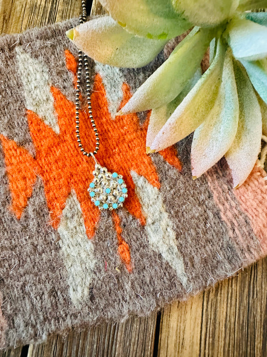 Handcrafted Sterling Silver & Turquoise Petit Point Pendant