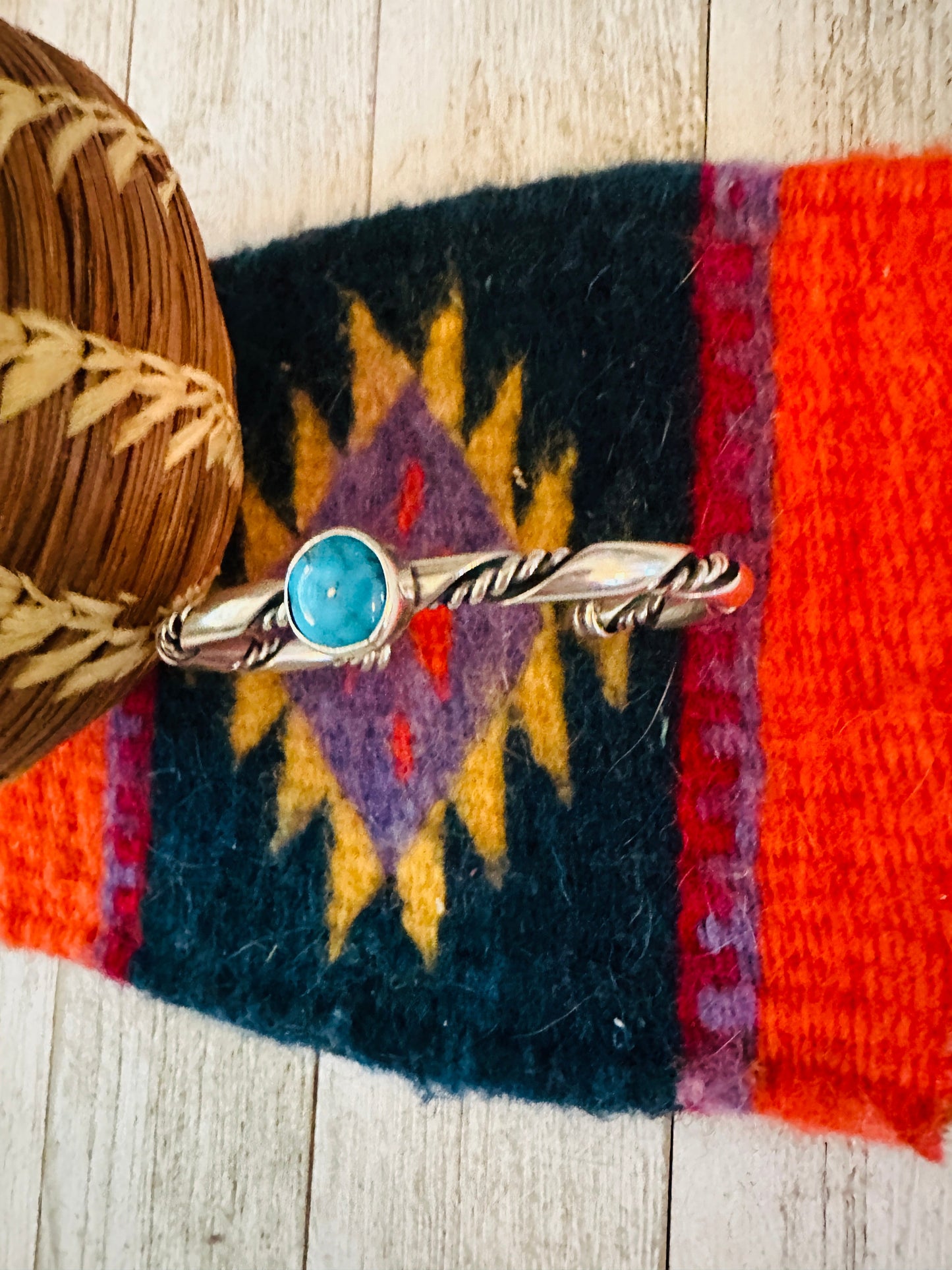 Handcrafted Sterling Silver & Morenci Turquoise Cuff Bracelet