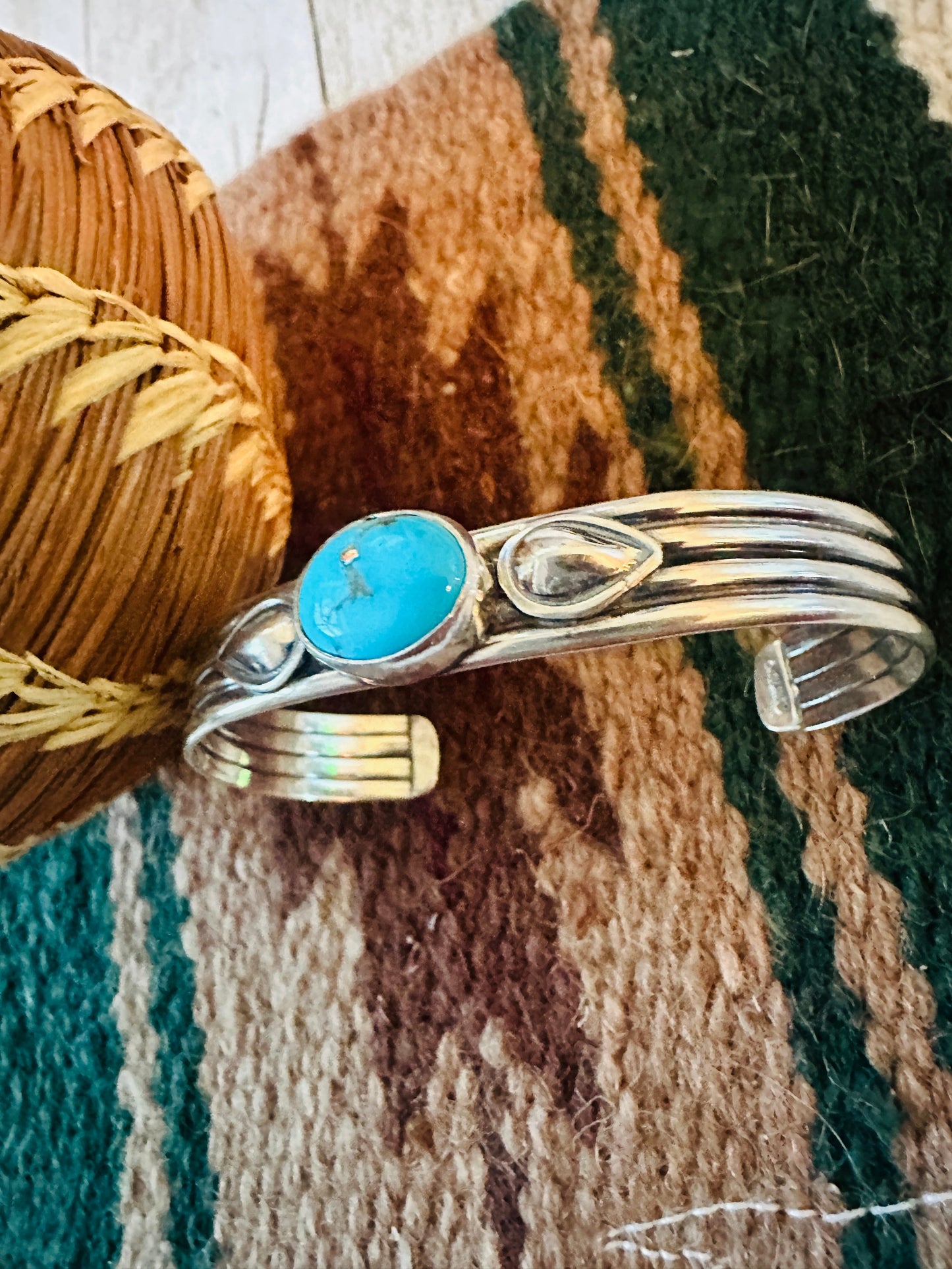 Handcrafted Turquoise & Sterling Silver Cuff Bracelet