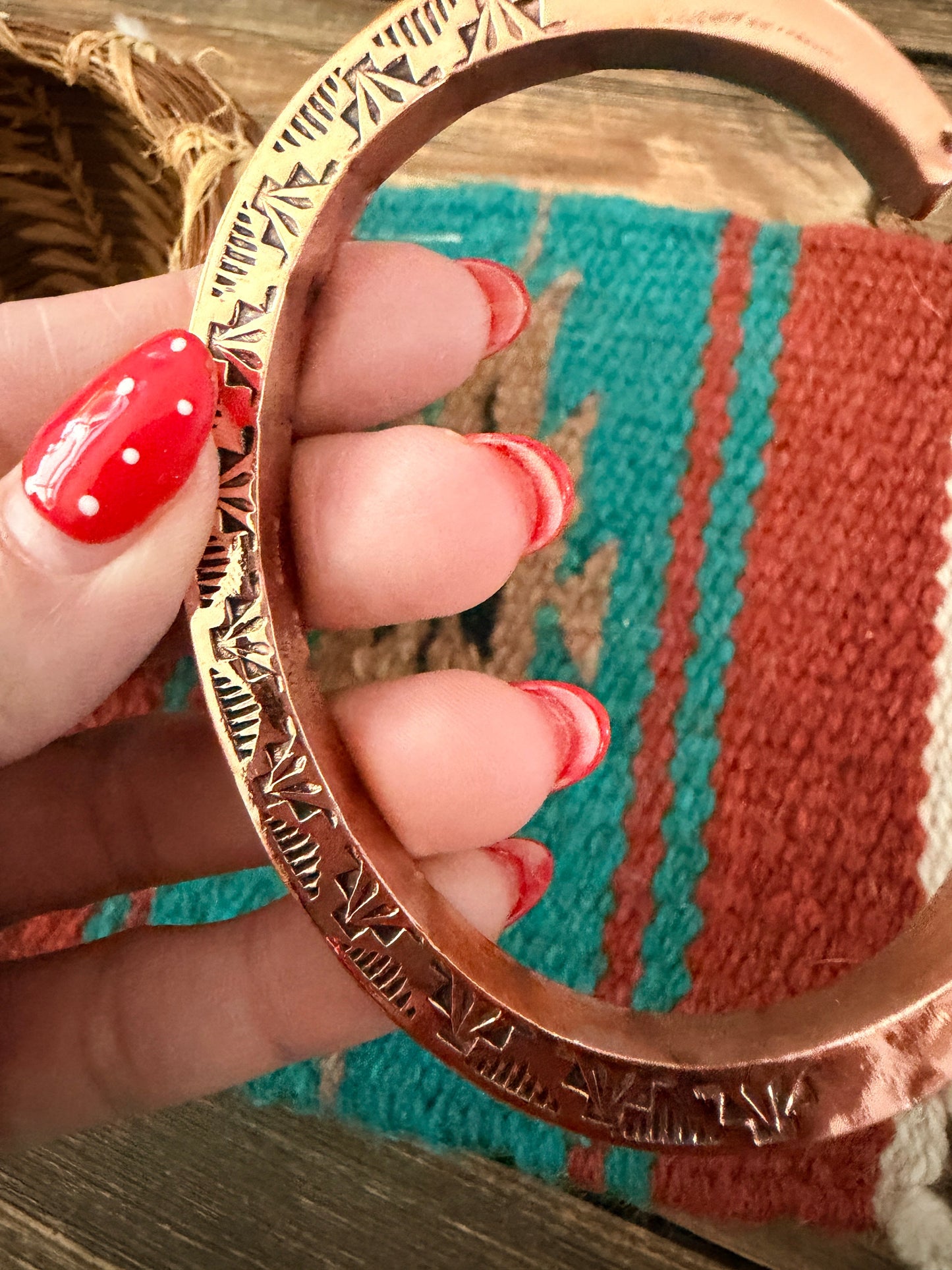 Handcrafted Copper & Sterling Silver Cuff Bracelet by Wylie Secatero
