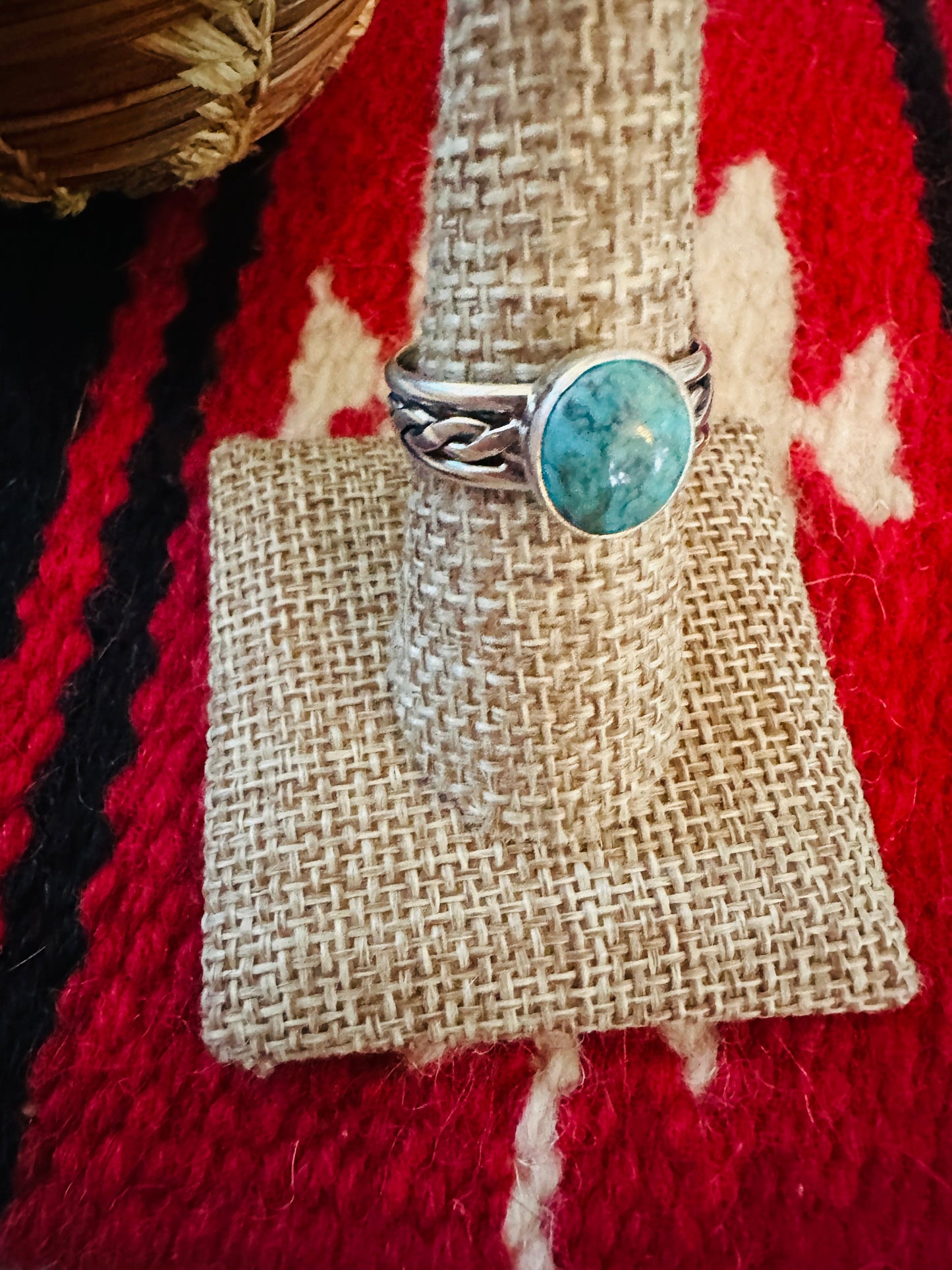 Handcrafted Turquoise & Sterling Silver Ring Size 9.25
