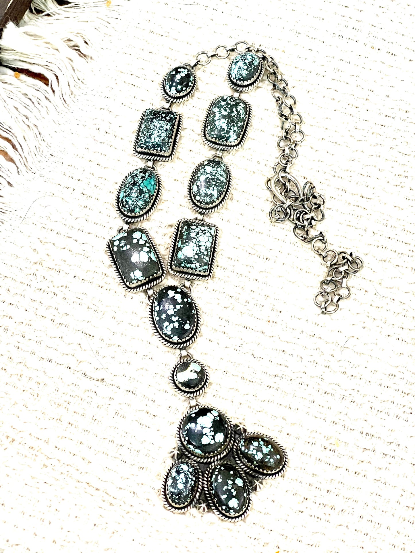 Handcrafted Sterling Silver & New Lander Turquoise Necklace