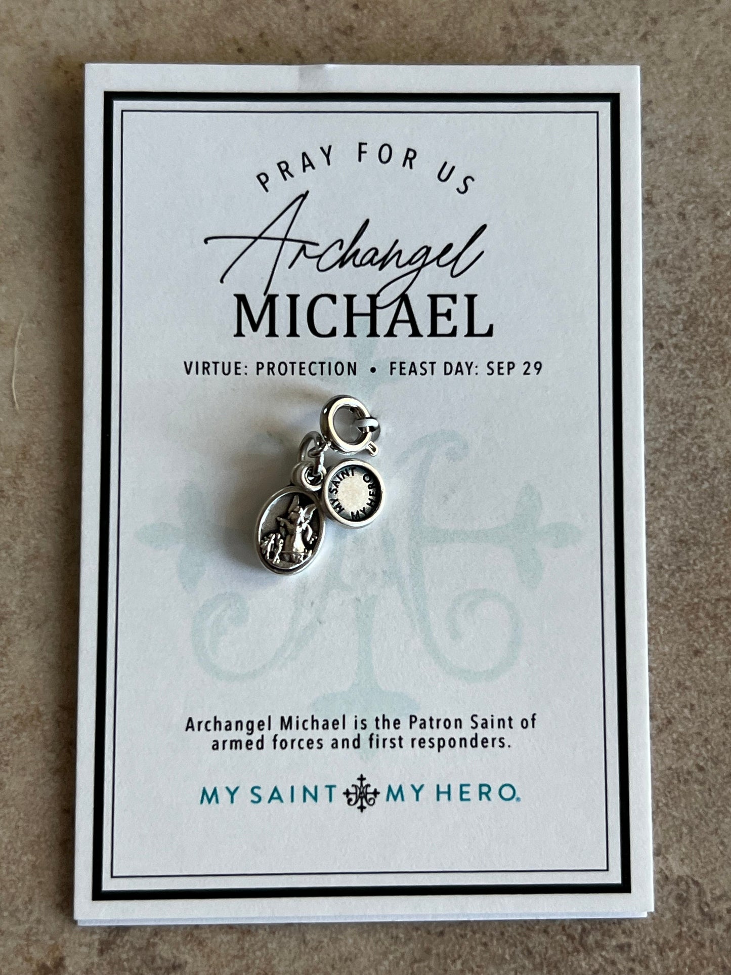 Archangel Michael Medal Silver Charm