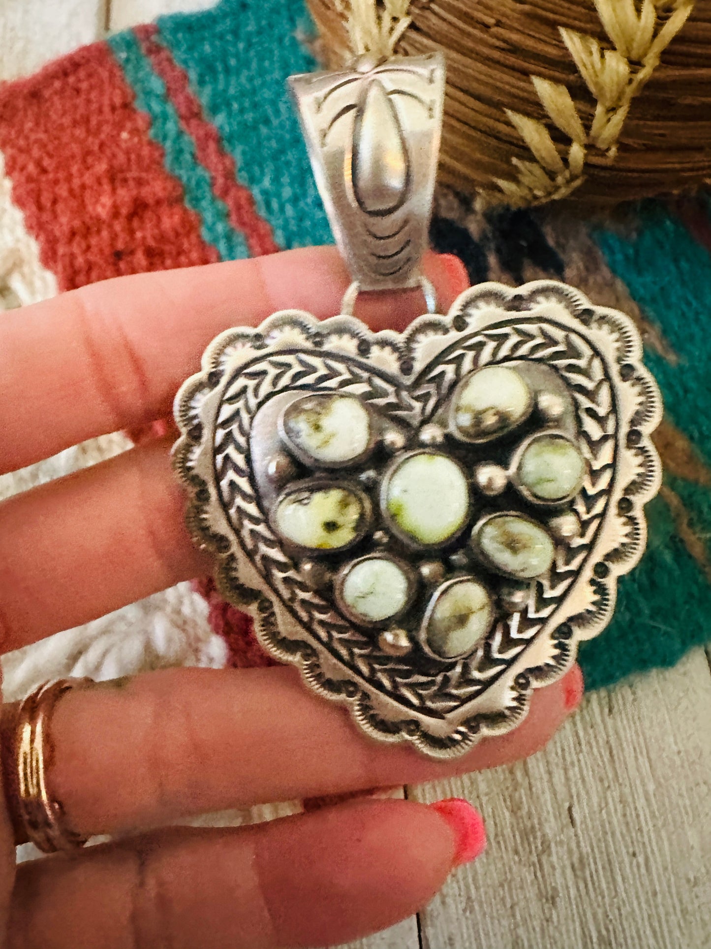 Handcrafted Palomino Turquoise & Sterling Silver Heart Pendant