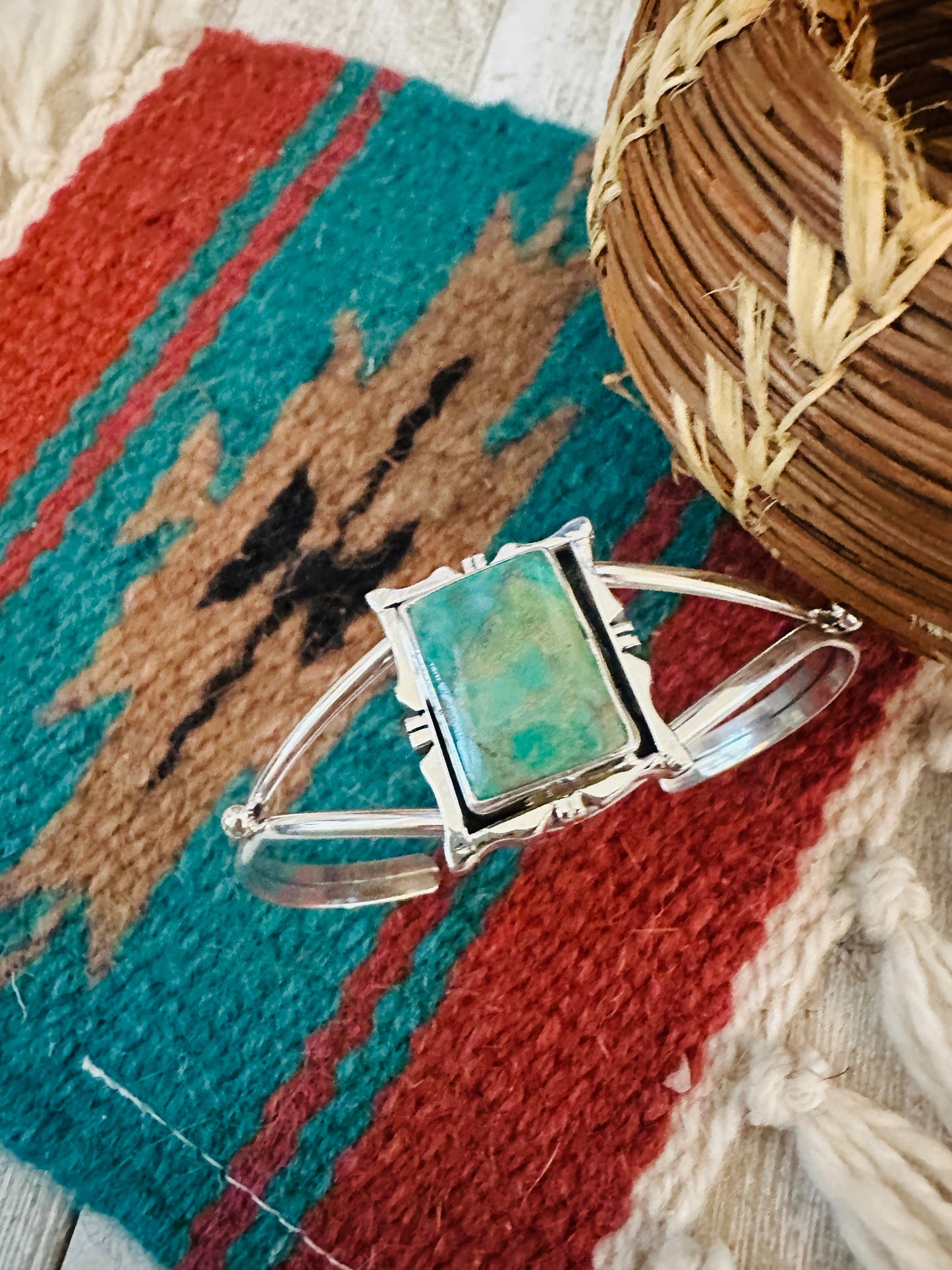 Handcrafted Sterling Silver & Turquoise Shadowbox Cuff Bracelet