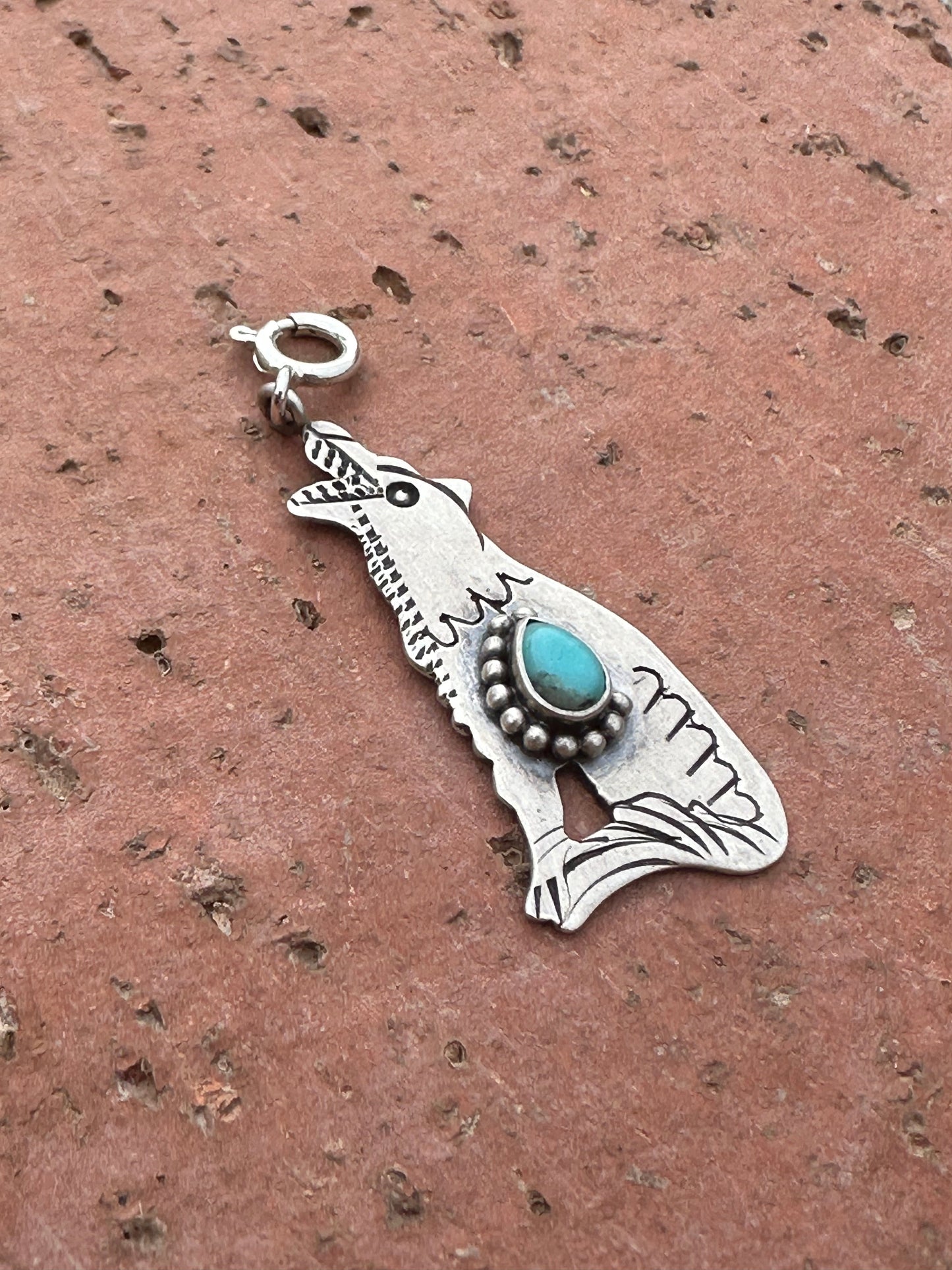 Handmade Sterling Silver Turquoise Coyote Charm
