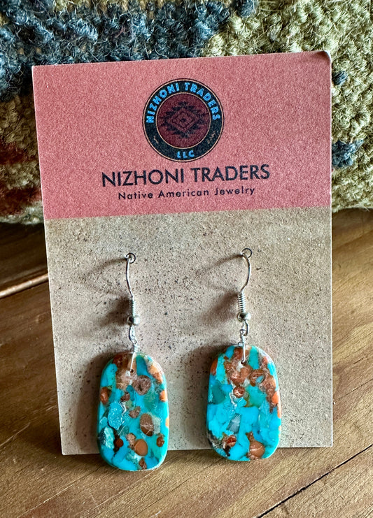 Handcrafted Sterling Silver & Multi Stone Spice Slab Dangle Earrings