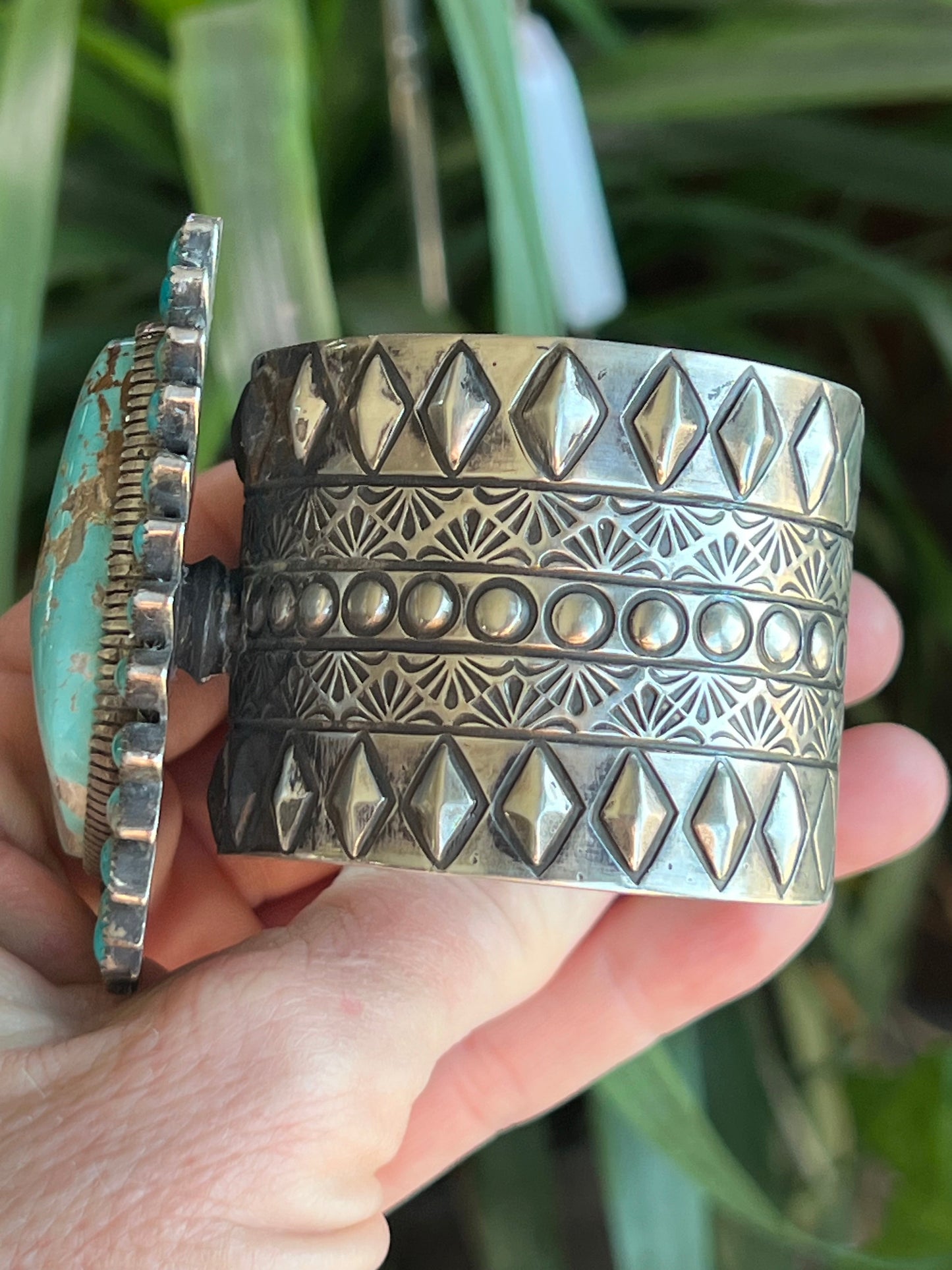 Sterling Silver & Royston Turquoise Cluster Cuff Bracelet by Glenn Livingston