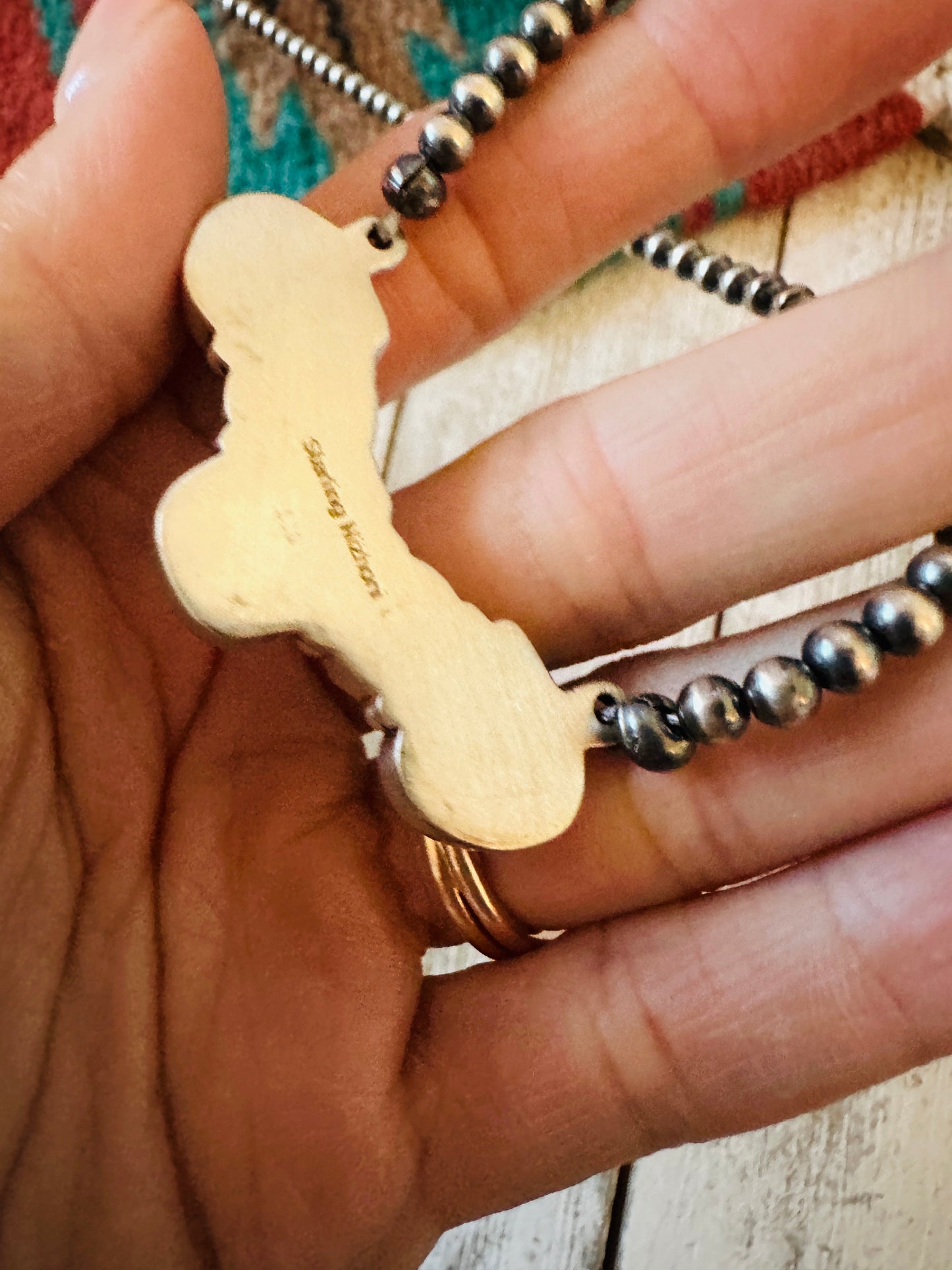 ** Christmas Collection ** Handmade Sterling Silver, Turquoise & Coral Necklace Signed Nizhoni
