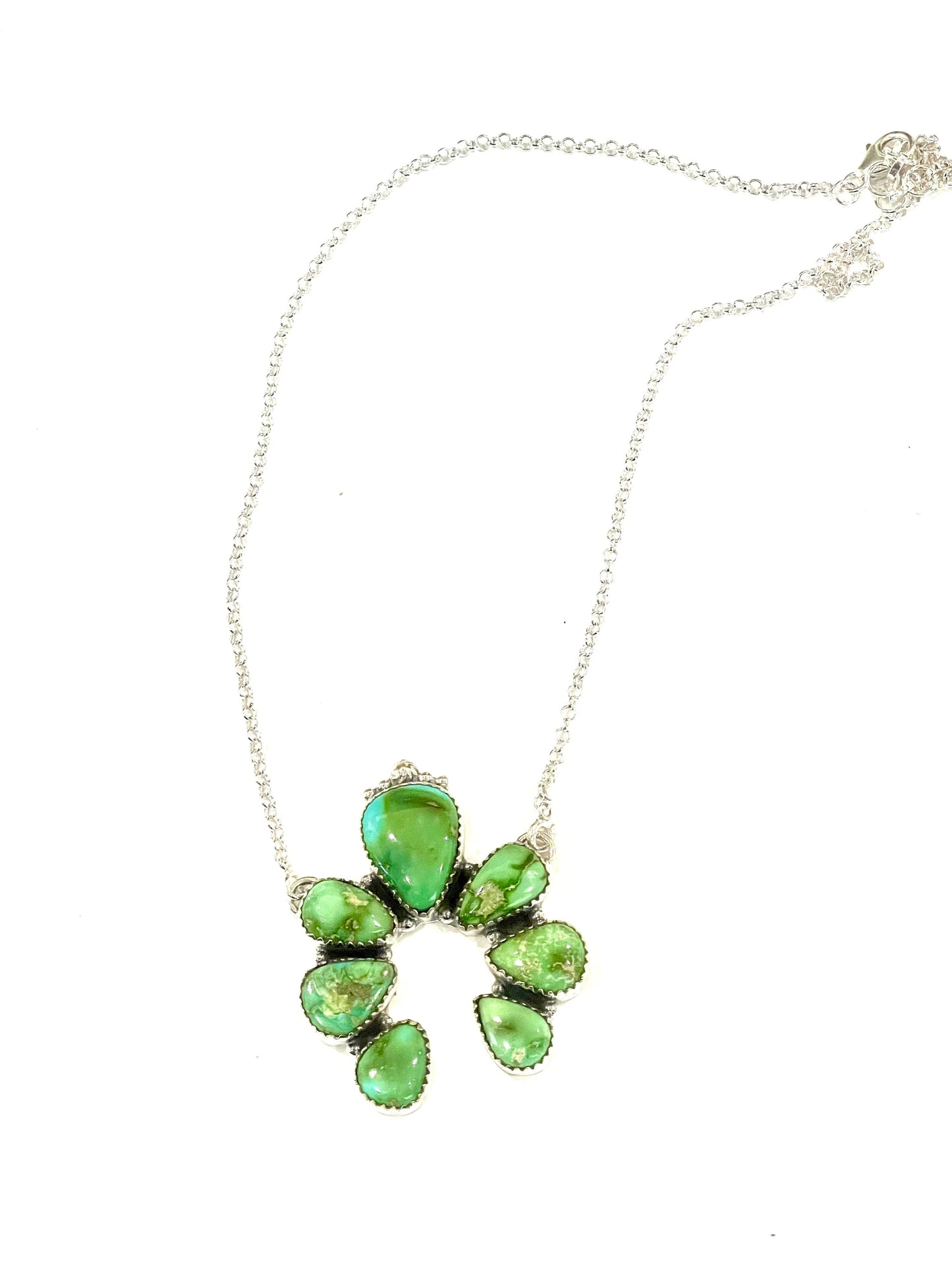 Handmade Sterling Silver & Sonoran Mountain Turquoise Naja Cluster Necklace