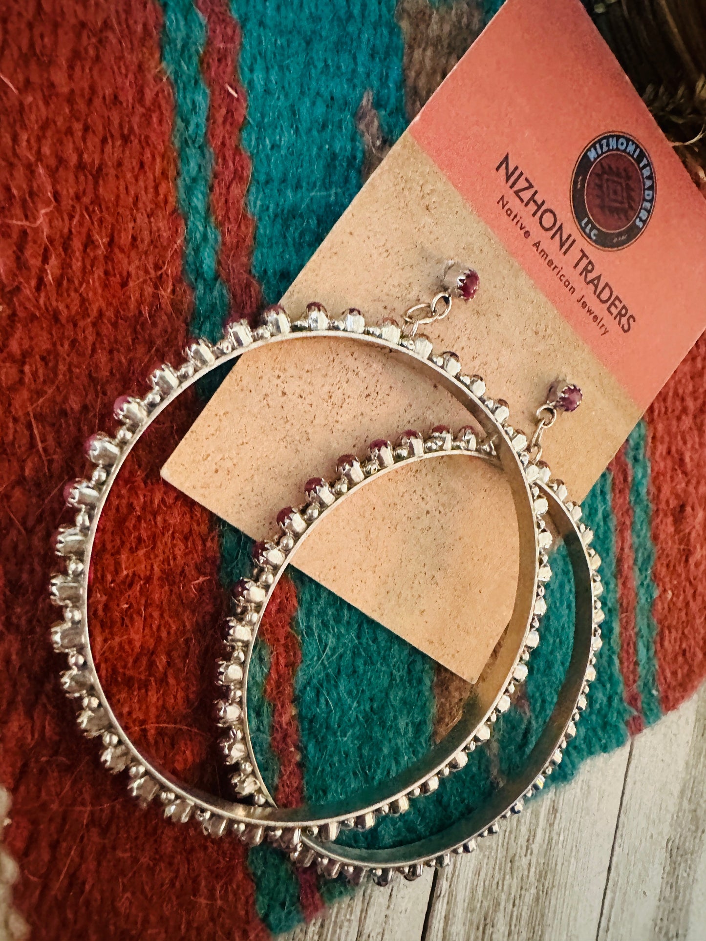 Handcrafted Pink Dream Mojave and Sterling Silver Dangle Hoop Earrings